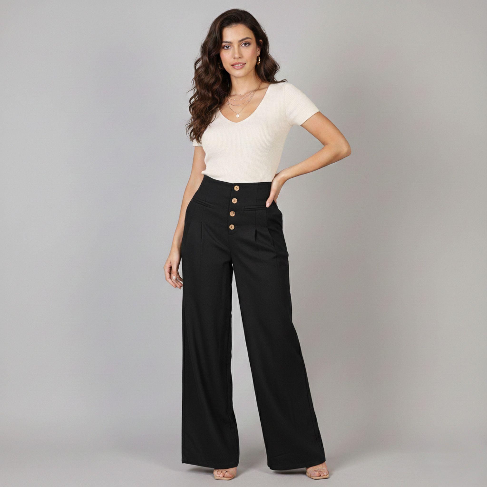 Pantalon Palazzo Mujer Cintura Alta - Verano-1