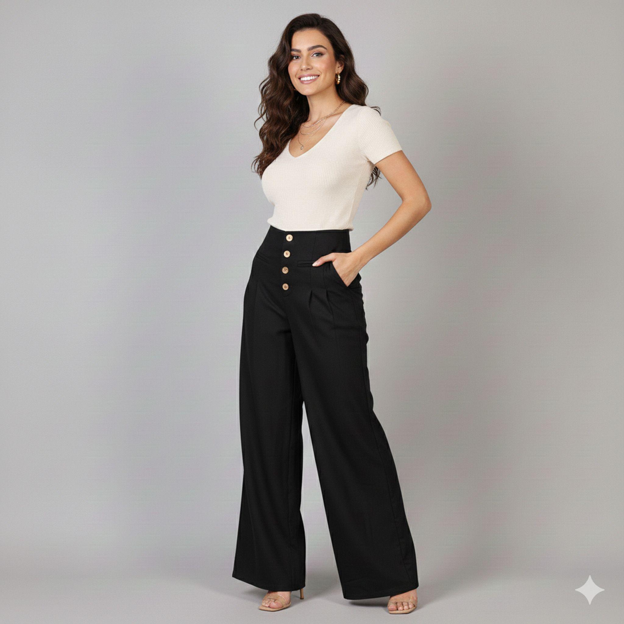 Pantalon Palazzo Mujer Cintura Alta - Verano-2