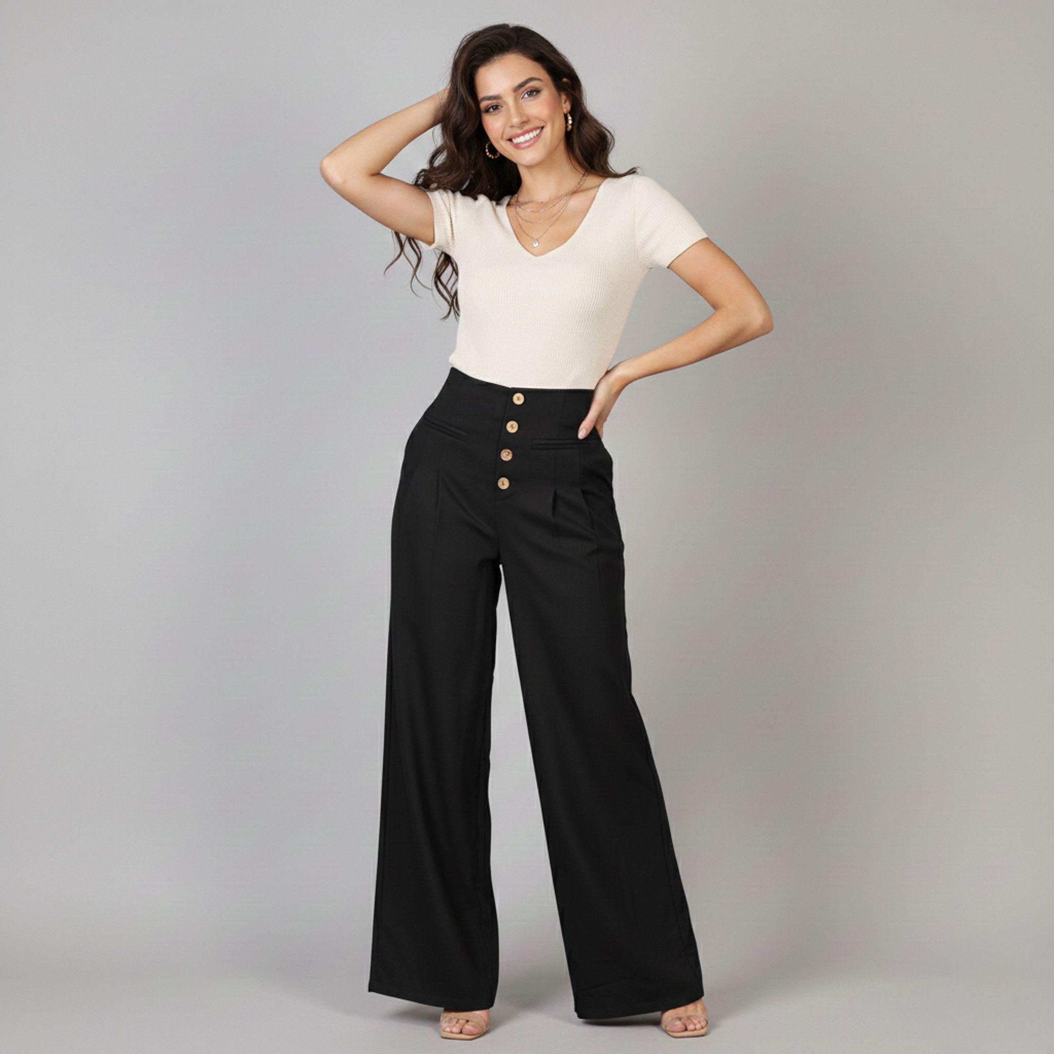 Pantalon Palazzo Mujer Cintura Alta - Verano-3