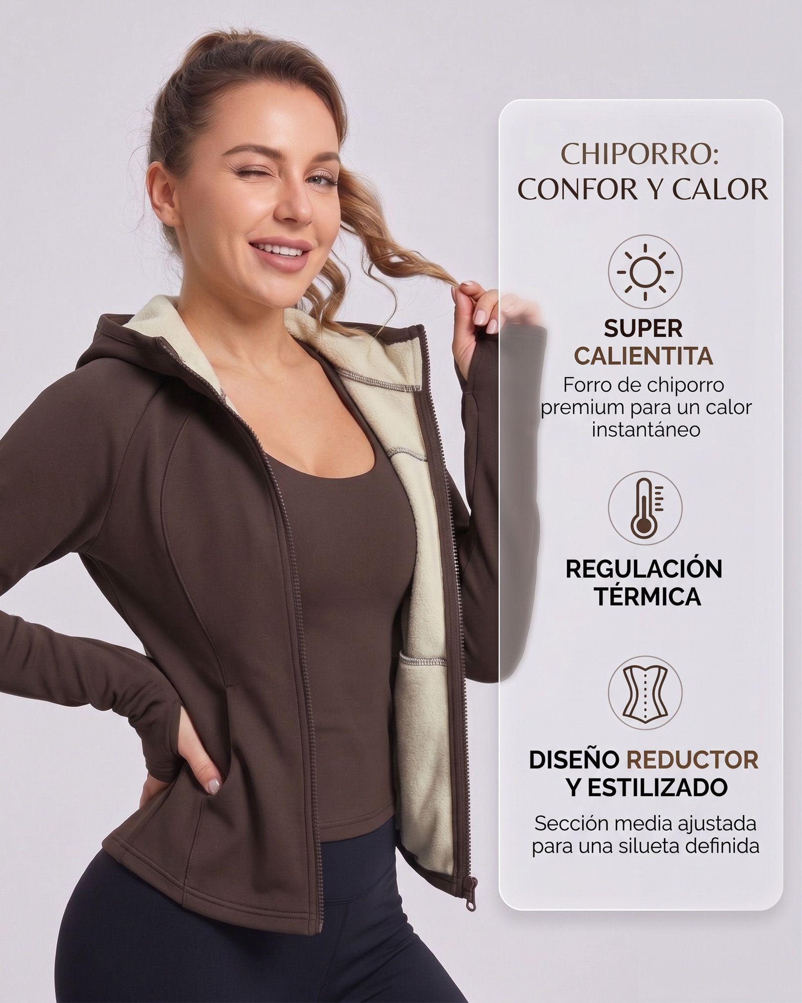 Chaqueta Chiporro Invierno Entallada Gorro Pasadedo Mujer-2