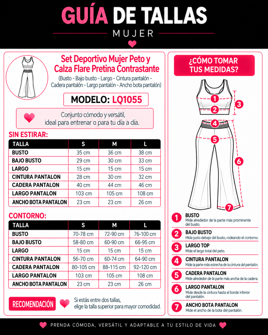Set Deportivo Mujer Peto y Calza Flare Pretina Contrastante-4