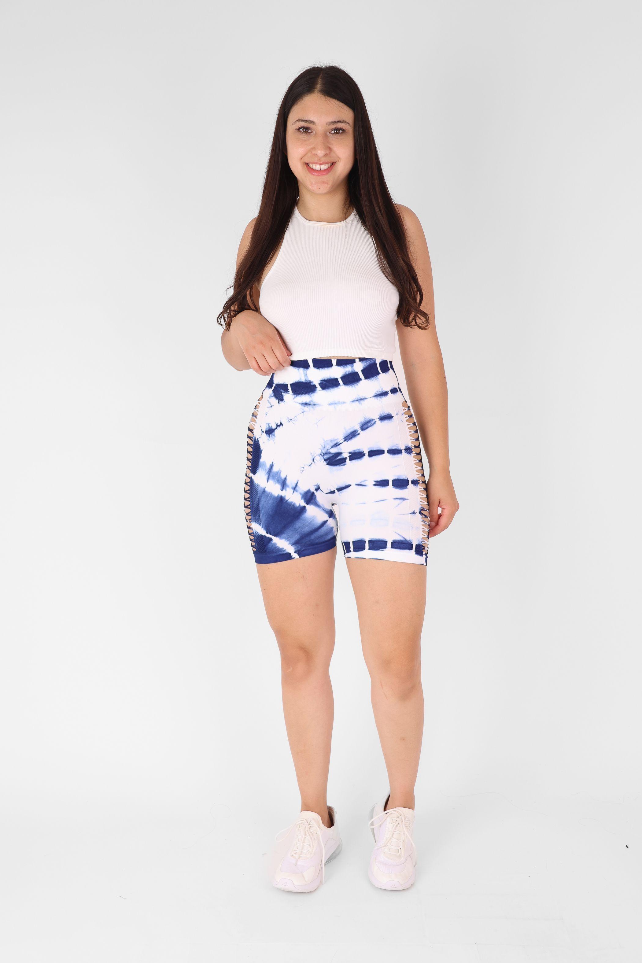 Short deportivo gym mujer Levanta Cola Doble Push Up Premium Tie Dye - Abertura lateral-4