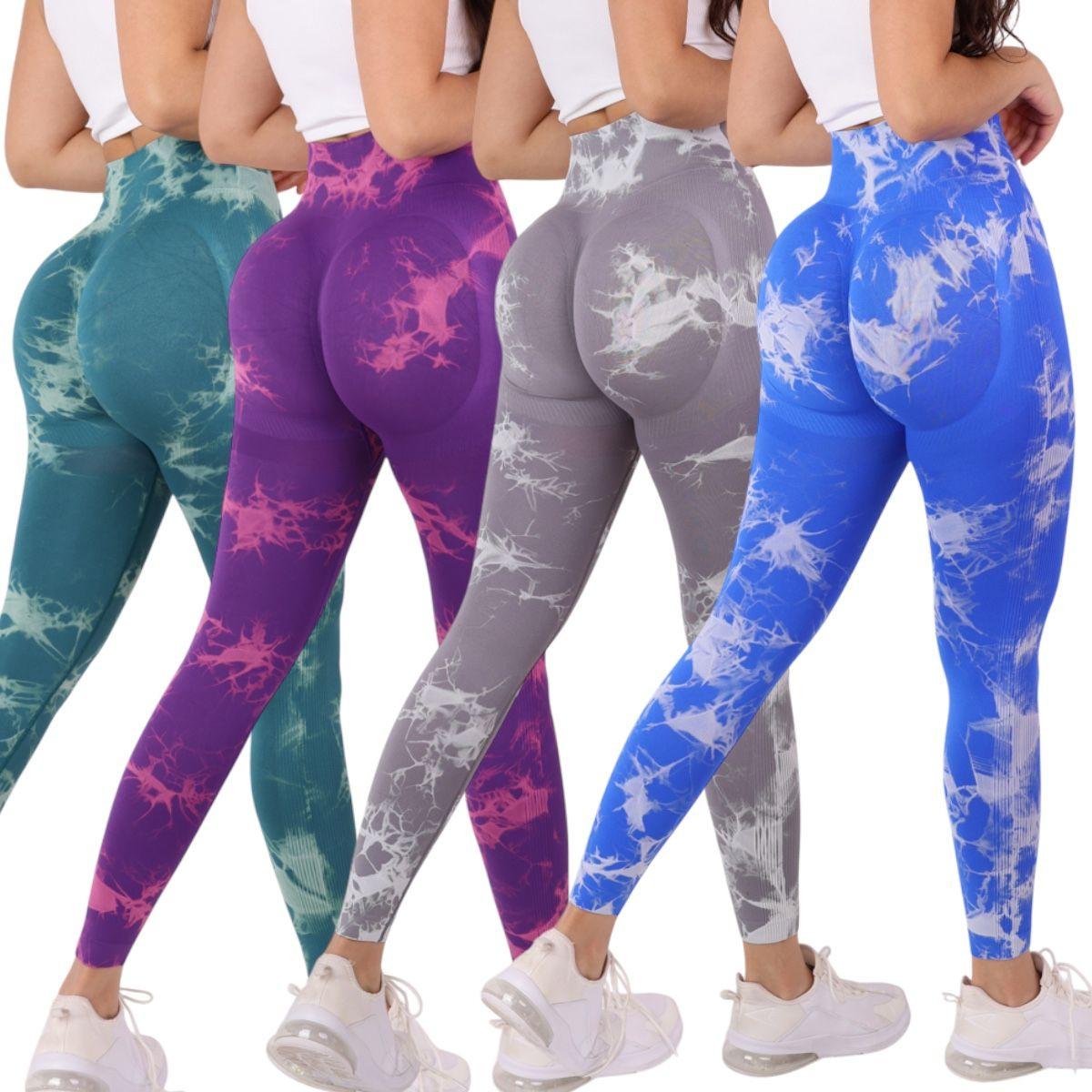 Pack 4 Calzas Tie Dye Sin Costura Con Efecto Push Up-0