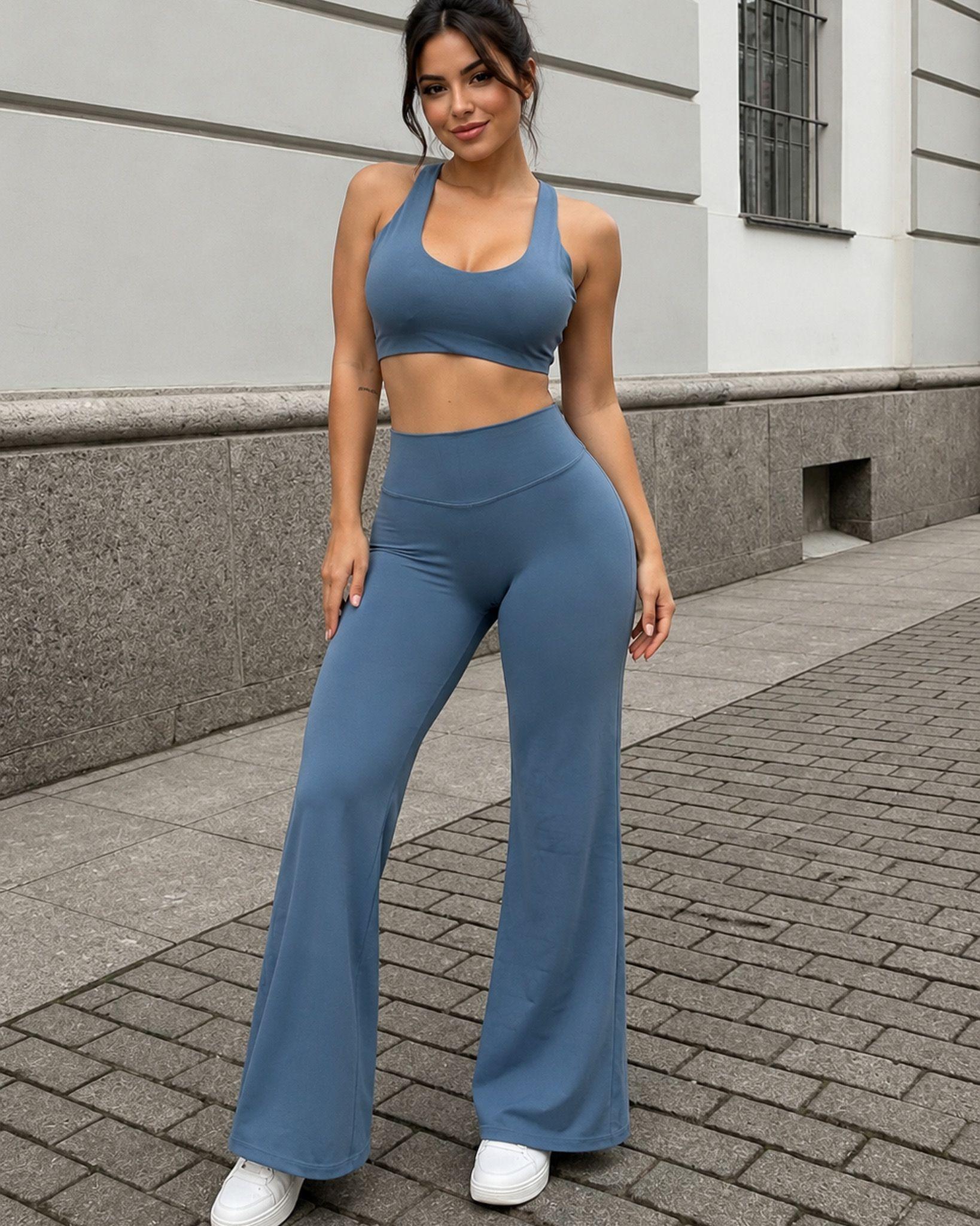 Conjunto Deportivo Mujer Set Top Y Calza Leggings Flare-0