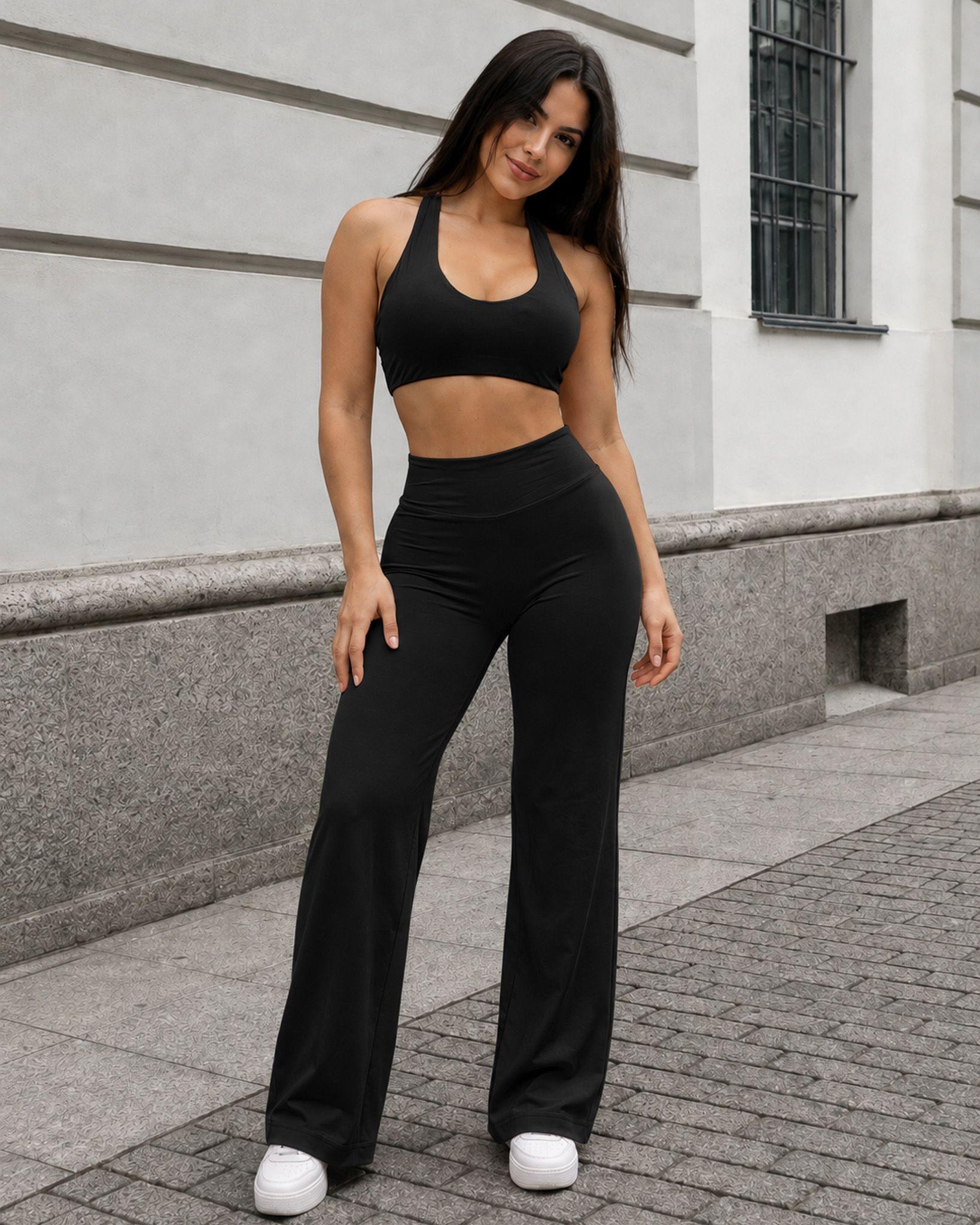 Conjunto Deportivo Mujer Set Top Y Calza Leggings Flare-0