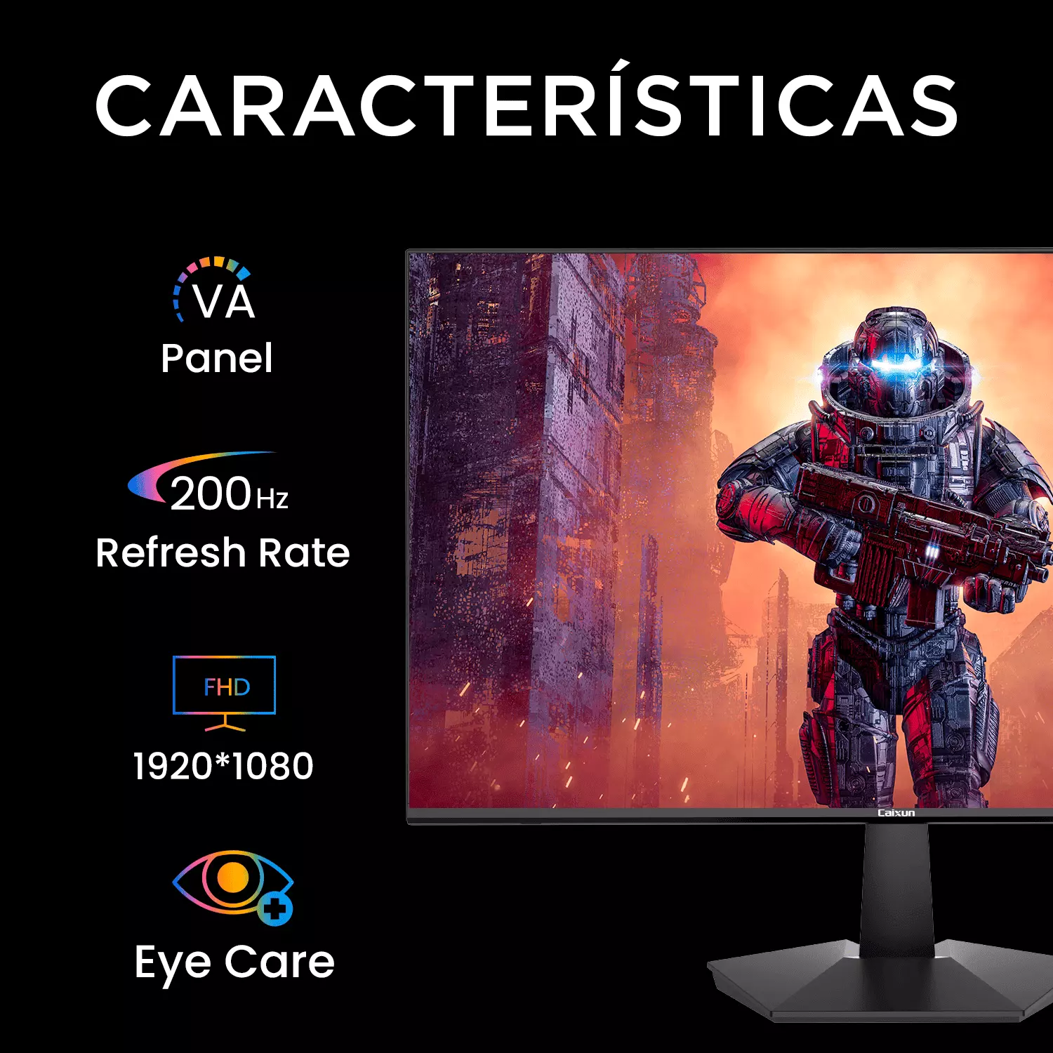 Monitor Gamer Plano Caixun 24 FHD VA 200Hz HDMI DP 1ms C24X1F-1