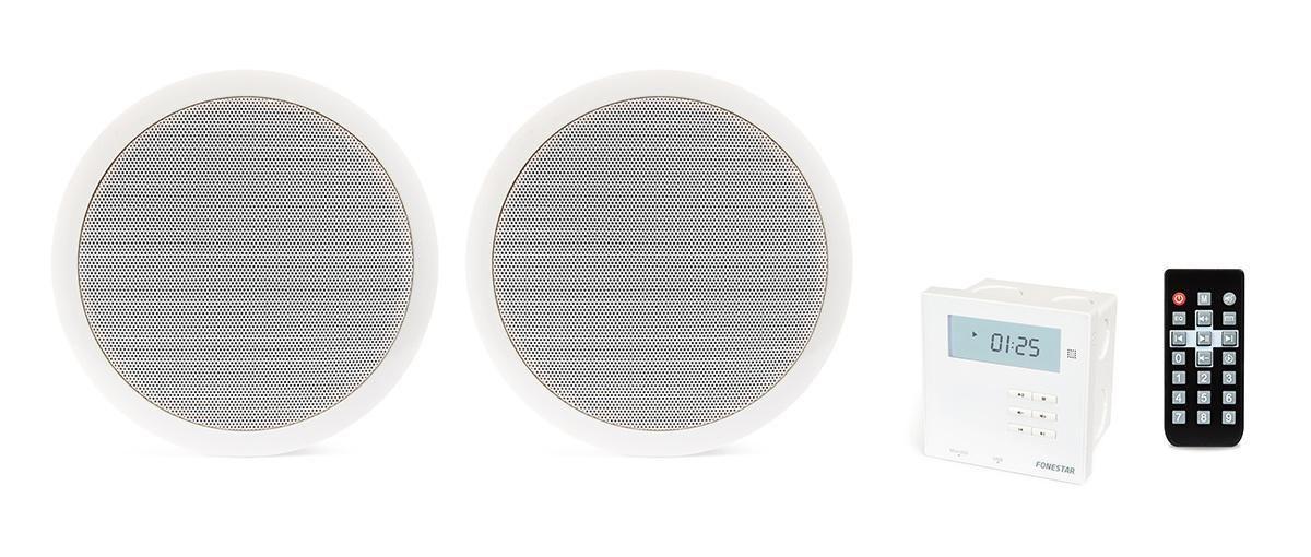 Kit Amplificador de pared mas 2 Parlantes de techo Fonestar-0