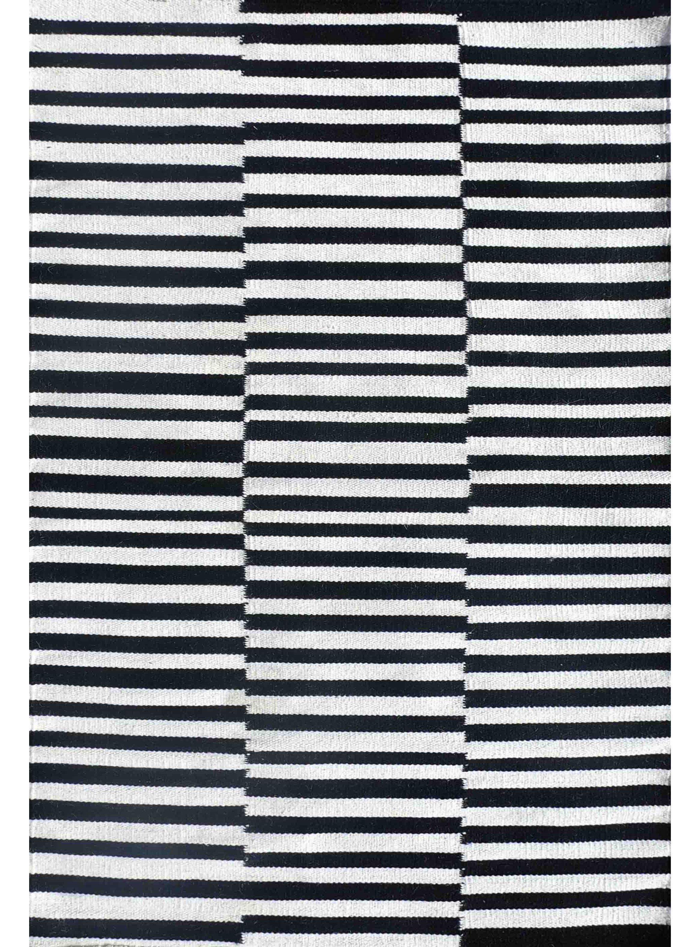 Alfombra de Lana blanco y negro,Kelim Stripe 2.90 x 2.00 mts, 0514-2