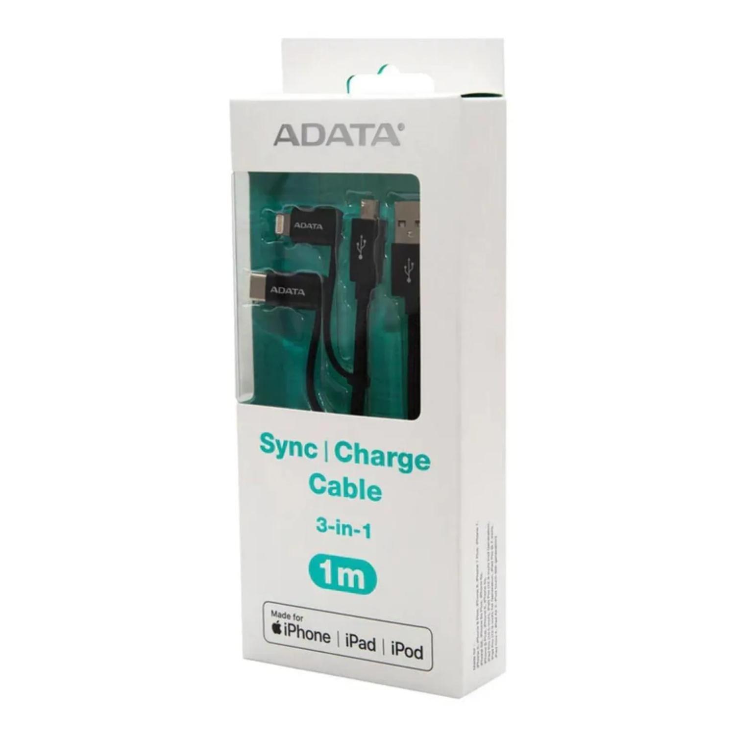 Cable De Carga 3 En 1 USB Negro-3