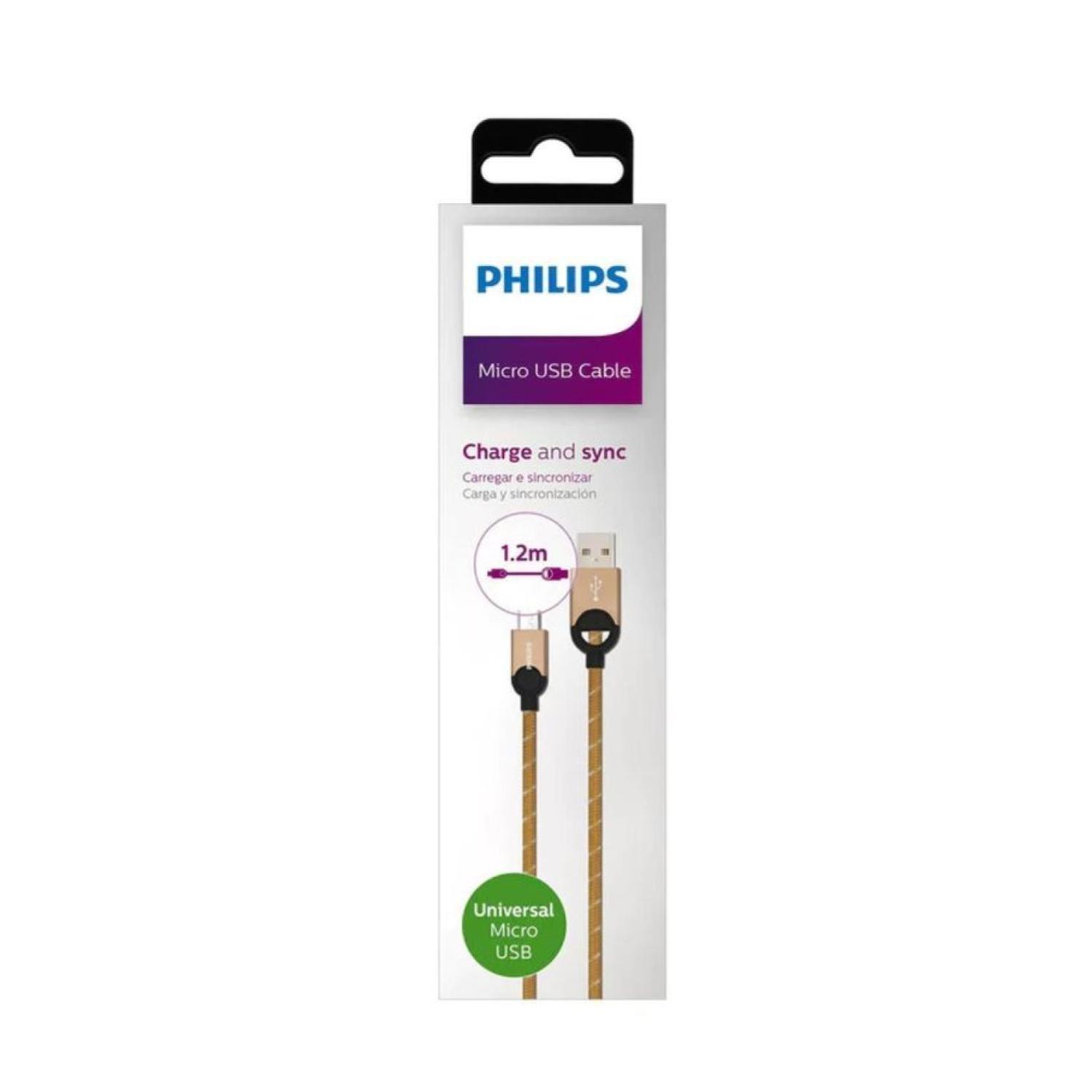 Cable USB A Micro USB Trenzado Dorado 1.2Mts LC2618G -2