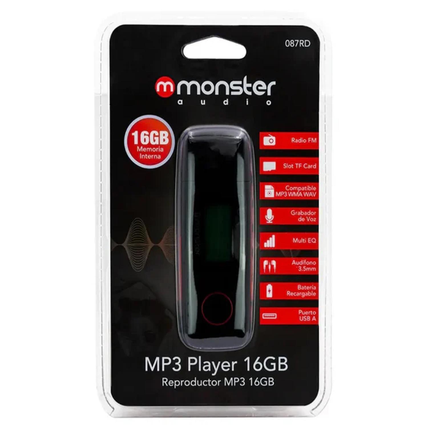 Reproductor Mp3 16Gb Radio FM Ecualizador Grabador De Voz Rojo -2