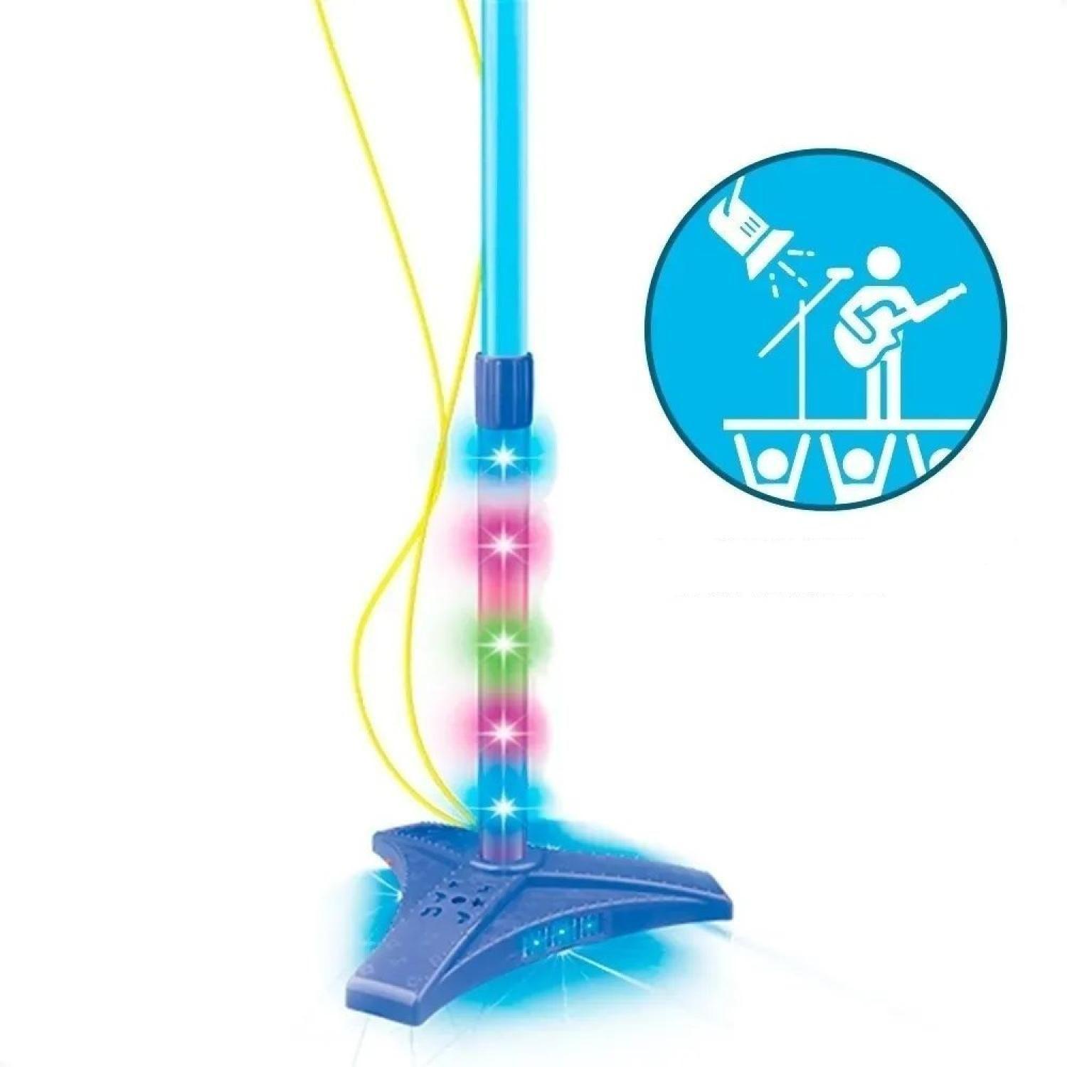 Juguete Microfono Doble Karaoke Con Luces Azul Infantil-2