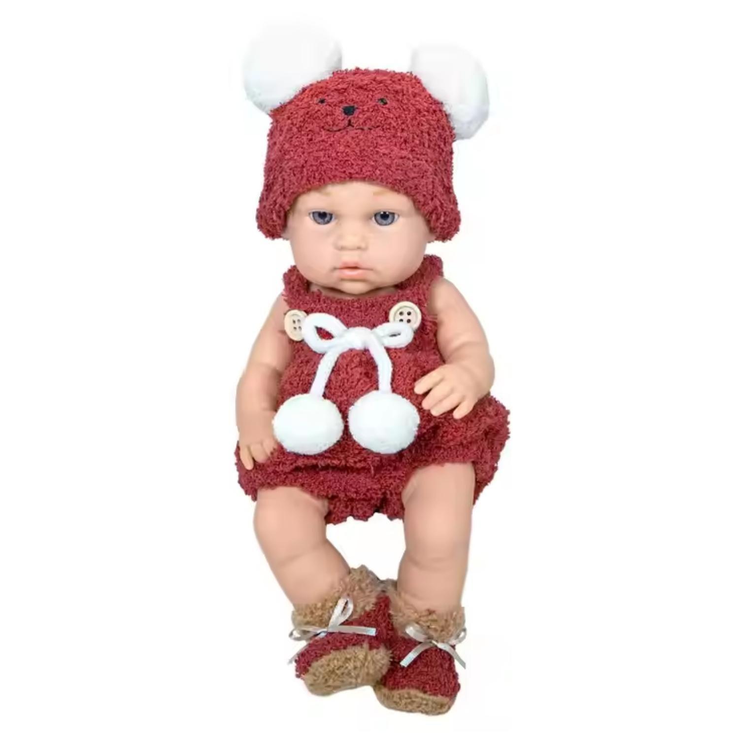 Juguete Muñeca Realista 29cm Silicona Vestido Rojo Infantil-0