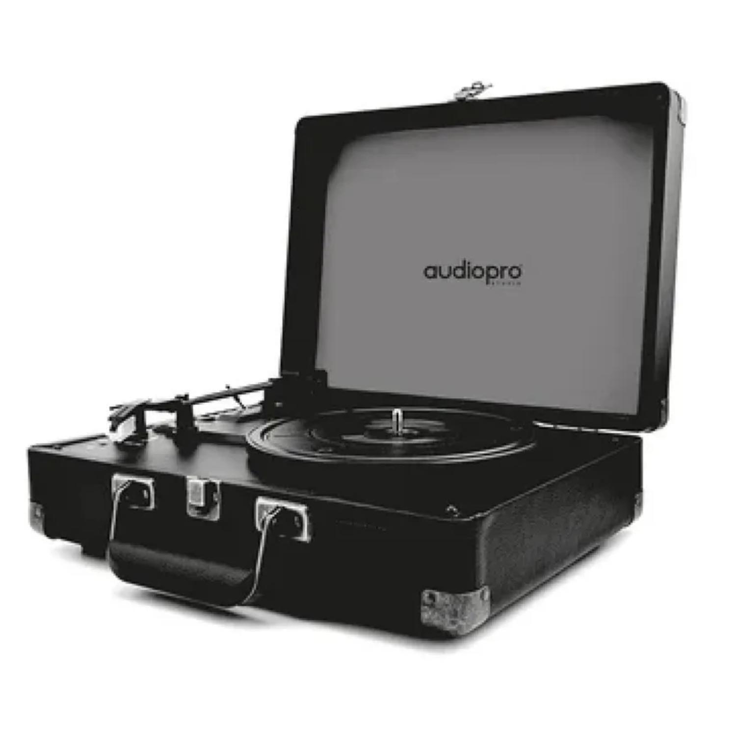 Parlante Tocadiscos Retro Bluetooth 3Vel Negro AudioPro-0