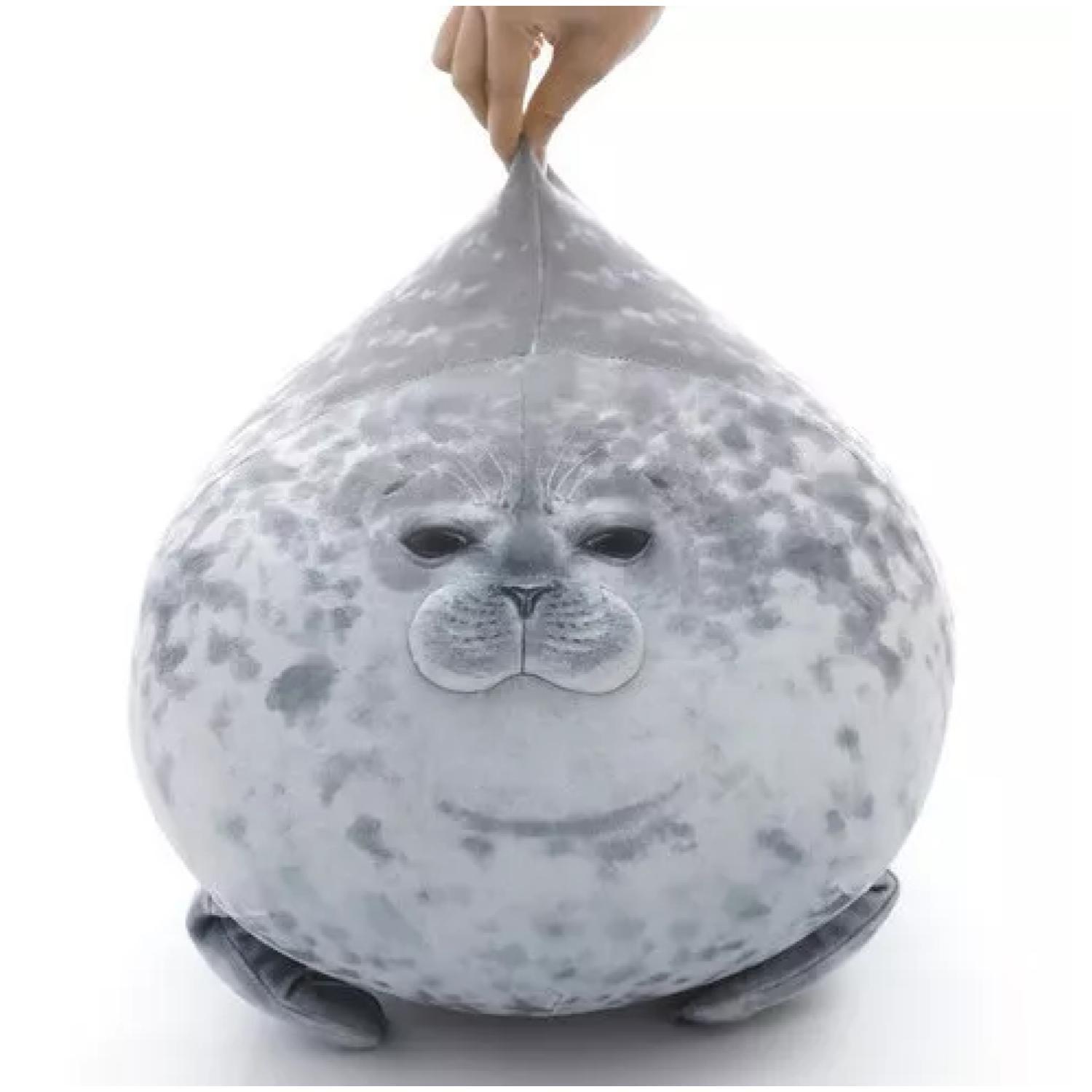 Juguete Peluche Cojin Foca Bebe 30cm Felpa Gris Infantil-1