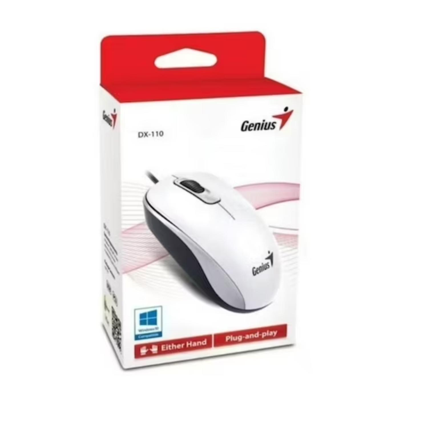 Mouse Alambrico 3 Botones 1000DPI DX-110 Blanco -4