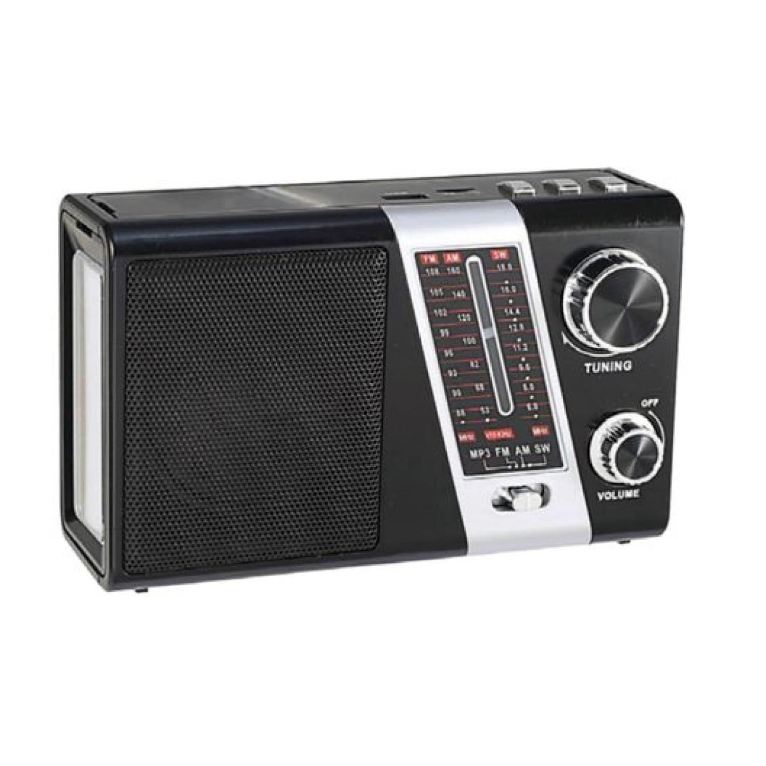 Radio Portatil Panel Solar LED USB AM SW FM Negro Tecnolab-3