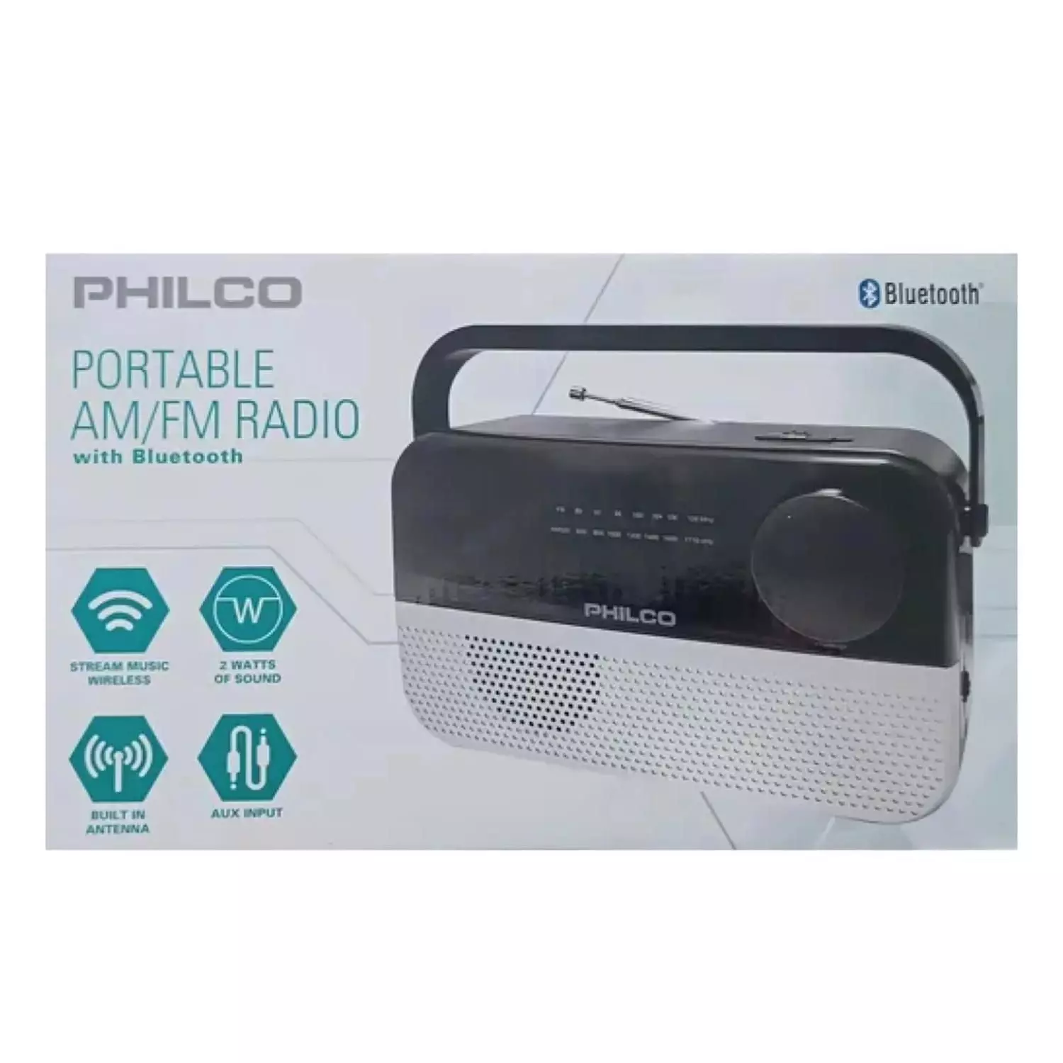 Radio Portatil AM FM Bluetooth AUX Negro CR220B-1