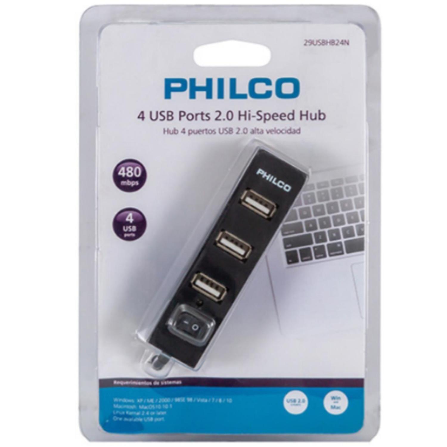 Mini HUB 4 Puertos USB 2.0 Negro HB24N -2