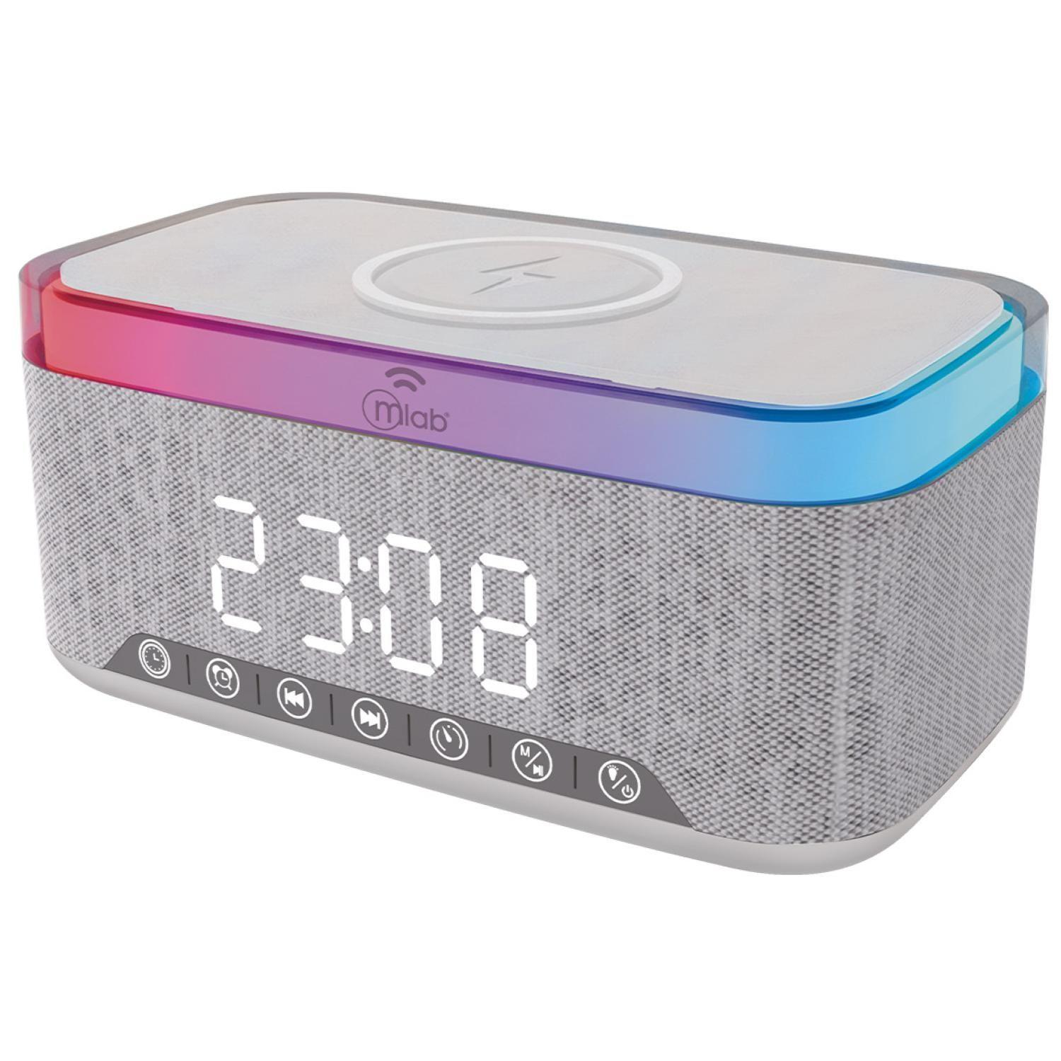 Radio Reloj Despertador LCD Carga Inalambrica Gris 9673 Mlab-0