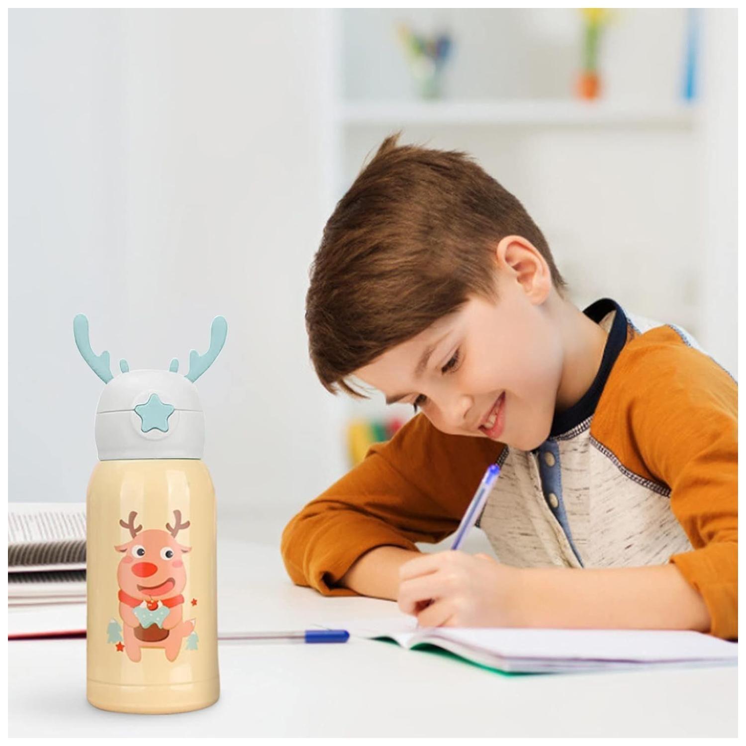 Botella De Agua Portatil 500ml Reno Kawaii Naranja Infantil-3