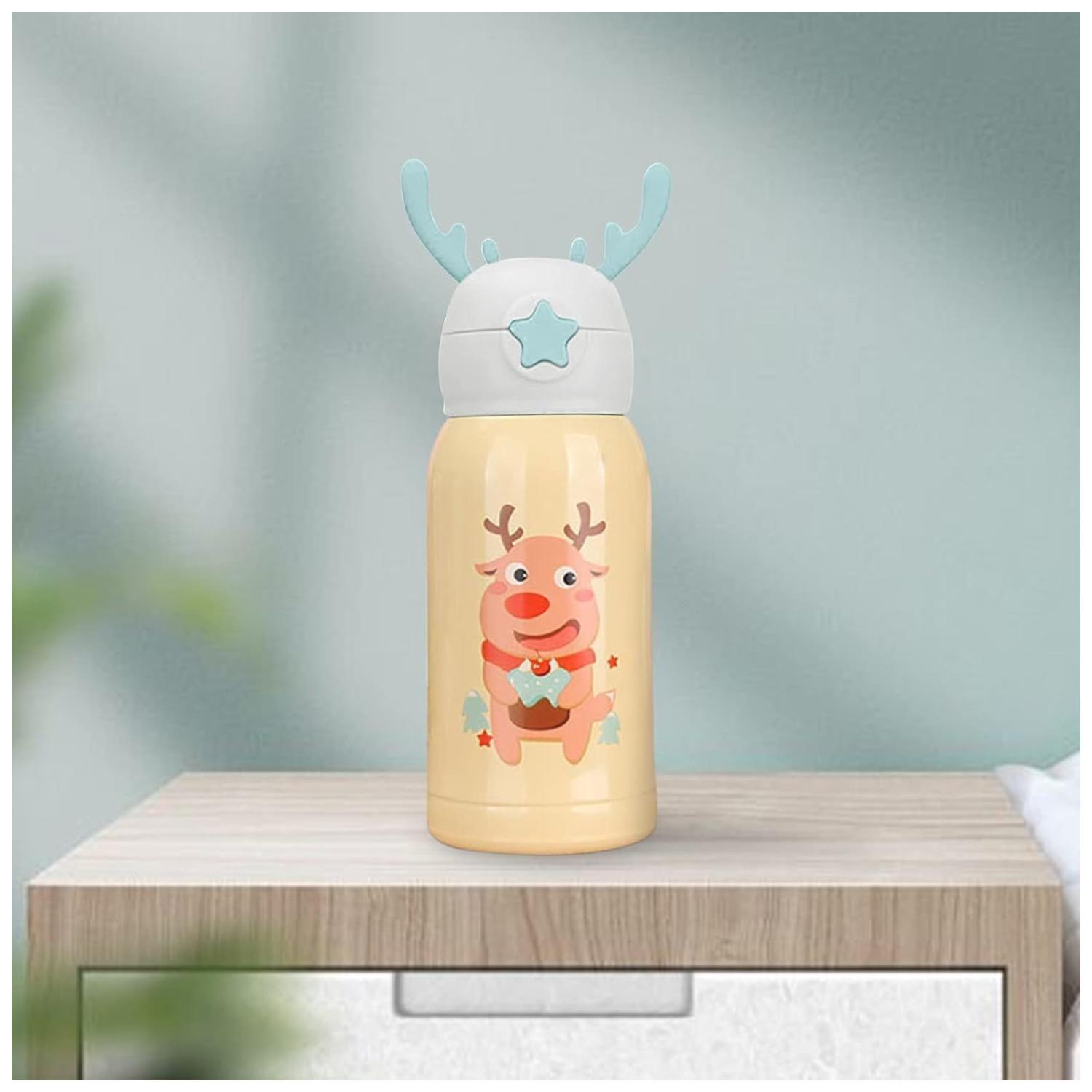 Botella De Agua Portatil 500ml Reno Kawaii Naranja Infantil-4