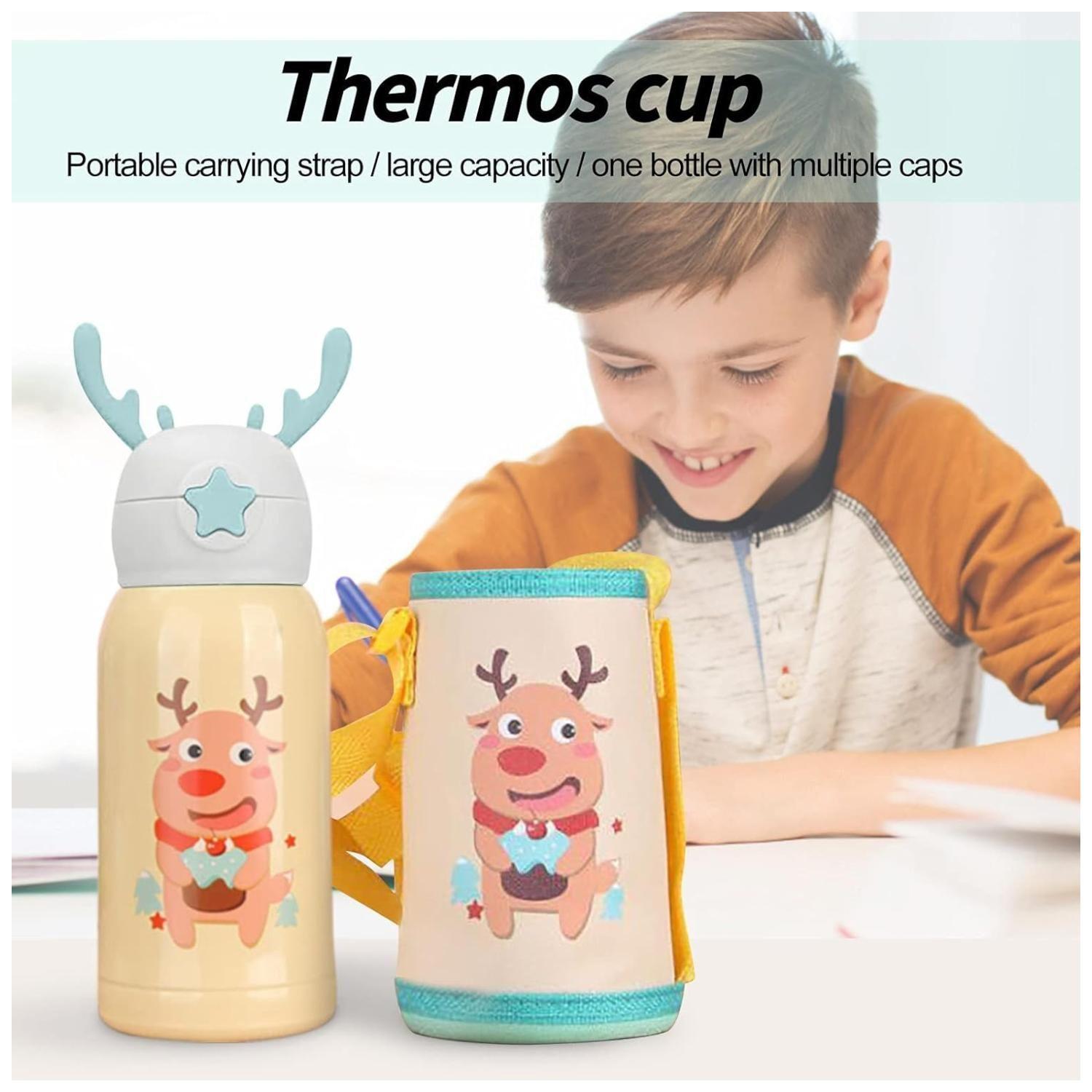 Botella De Agua Portatil 500ml Reno Kawaii Naranja Infantil-6