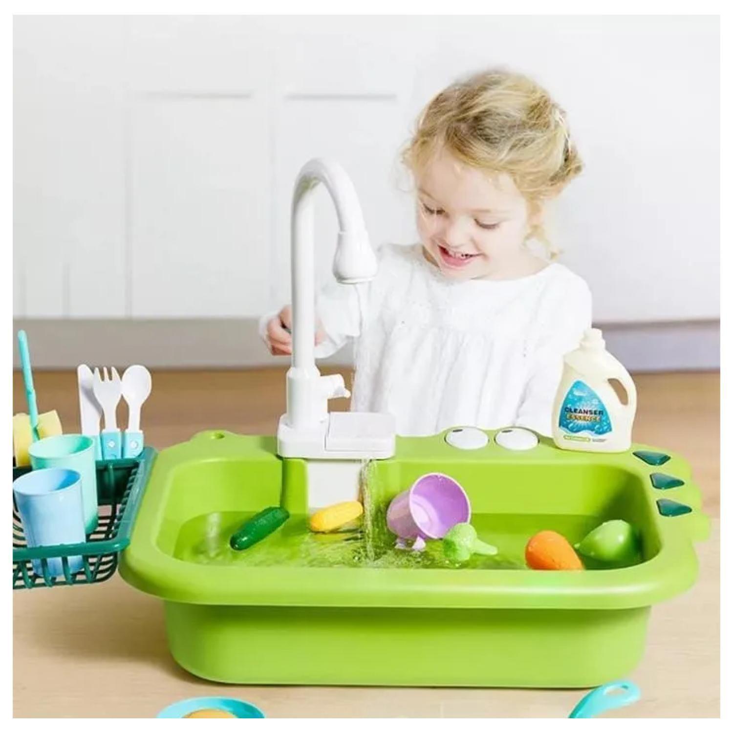 Juguete Fregadero Lavavajillas Con Accesorios Verde Infantil-3