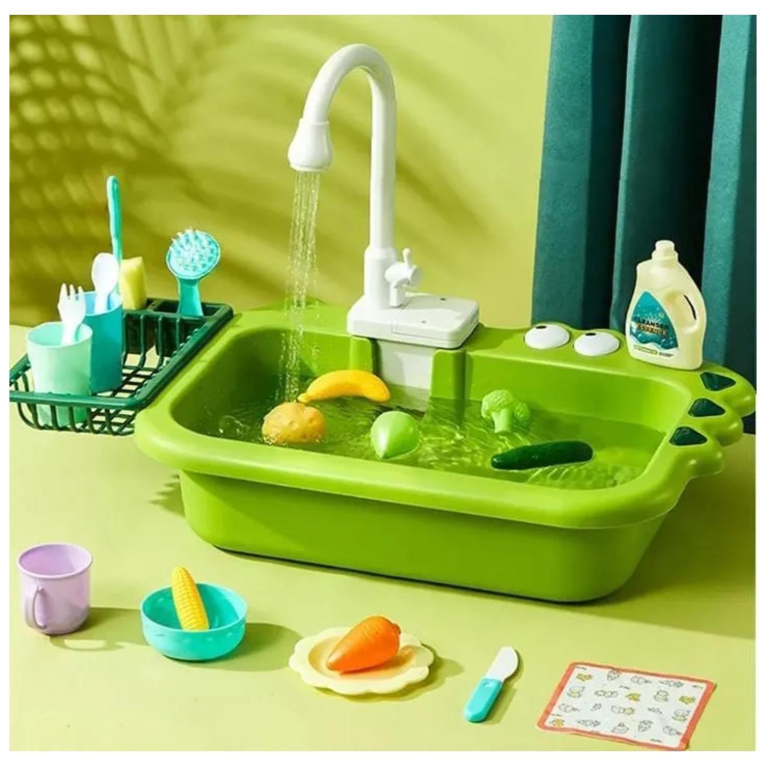 Juguete Fregadero Lavavajillas Con Accesorios Verde Infantil-5