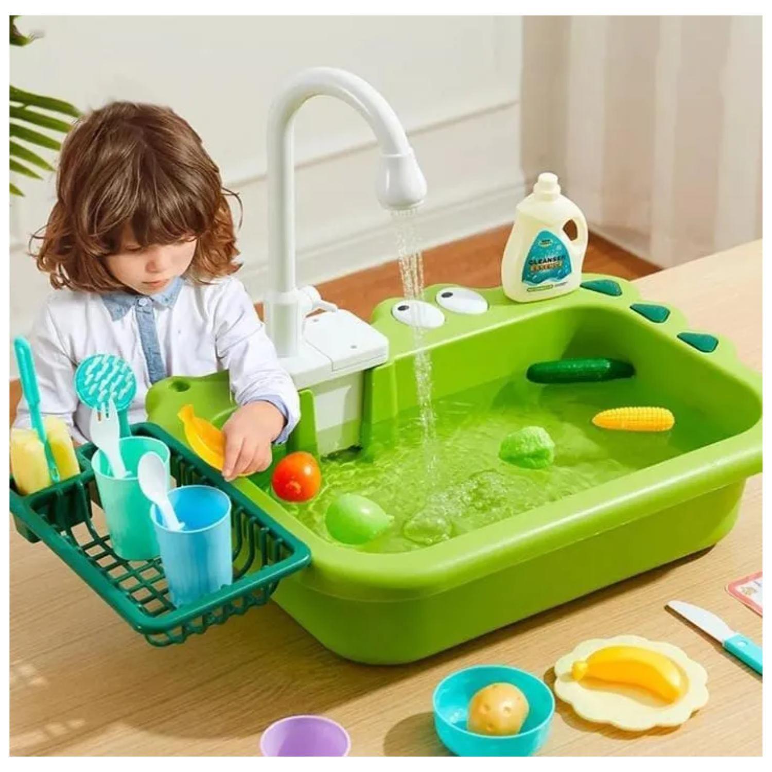 Juguete Fregadero Lavavajillas Con Accesorios Verde Infantil-6