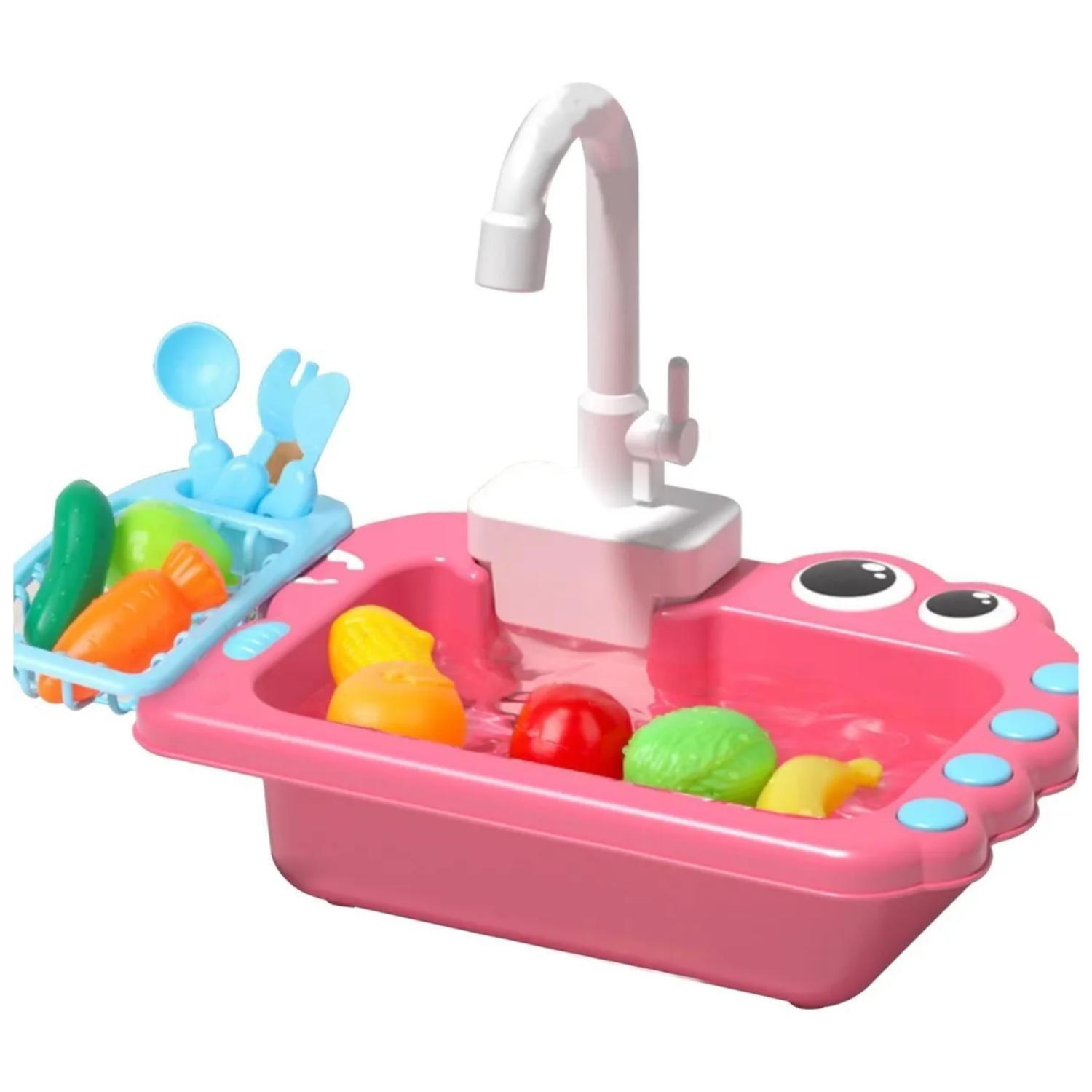 Juguete Fregadero Lavavajillas Con Accesorios Rosado Infantil-0