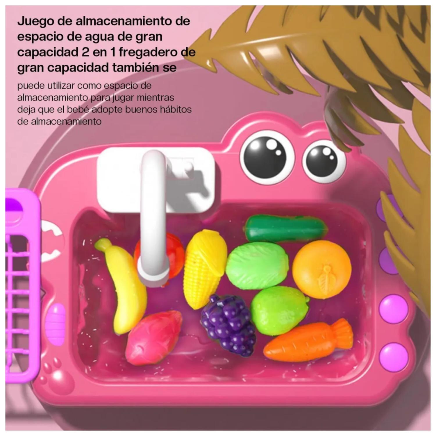 Juguete Fregadero Lavavajillas Con Accesorios Rosado Infantil-2