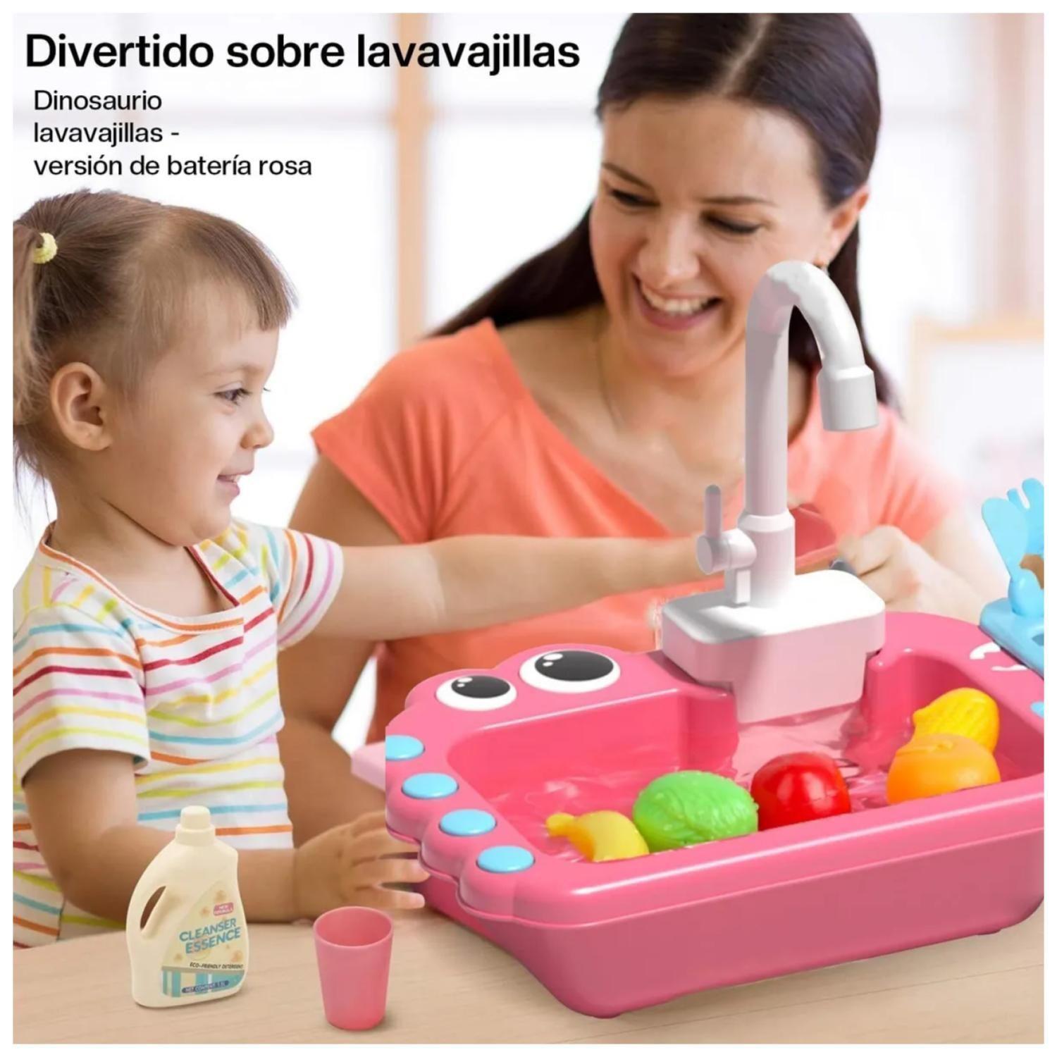 Juguete Fregadero Lavavajillas Con Accesorios Rosado Infantil-3