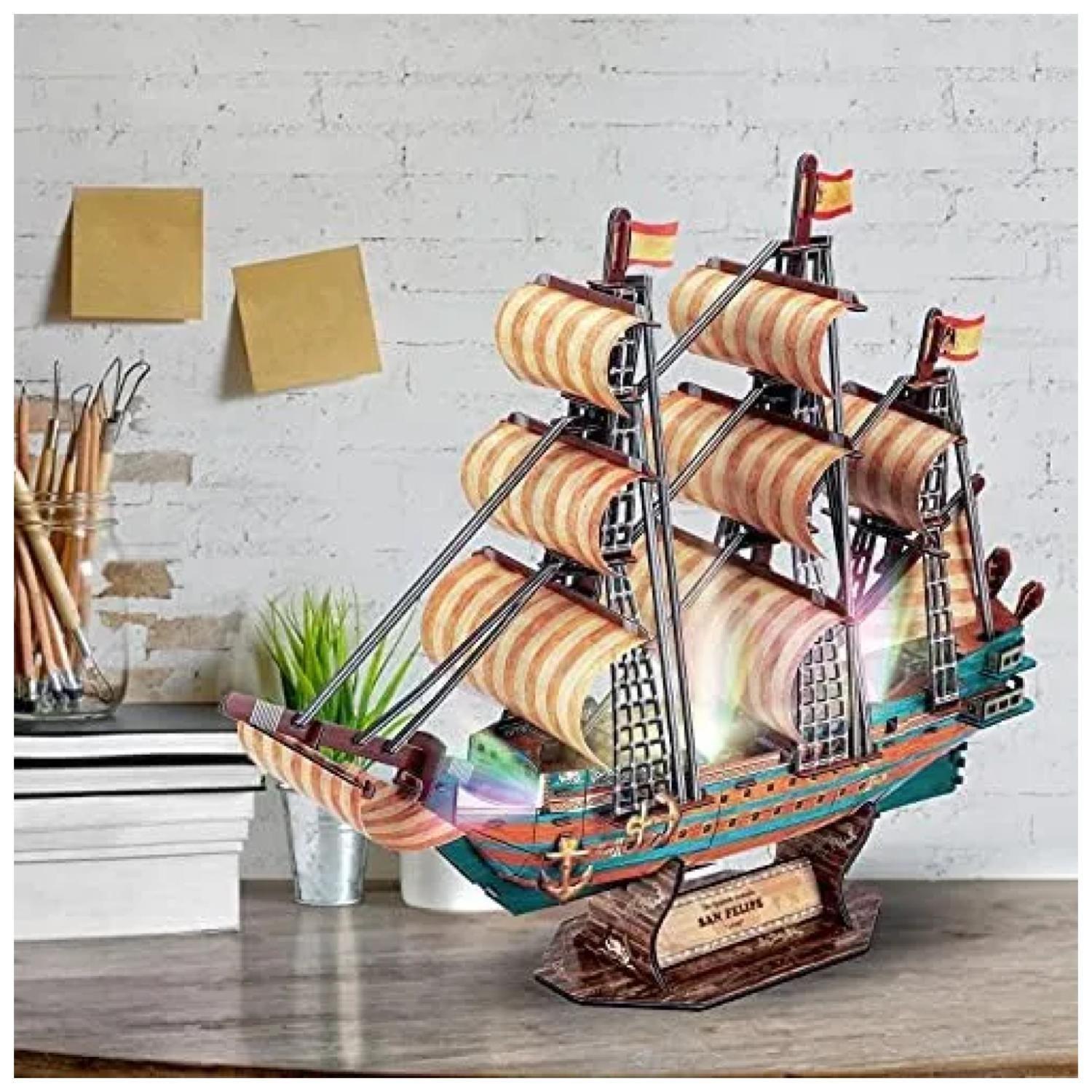 Juguete Rompecabezas 3D Barco Español San Felipe 146 Piezas-2