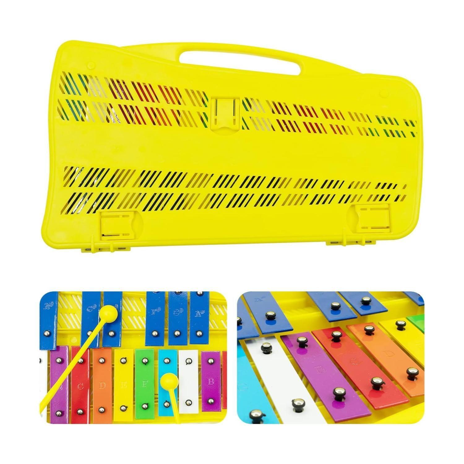 Metalofono Xilofono 25 Notas 2 Baquetas Amarillo Infantil-3