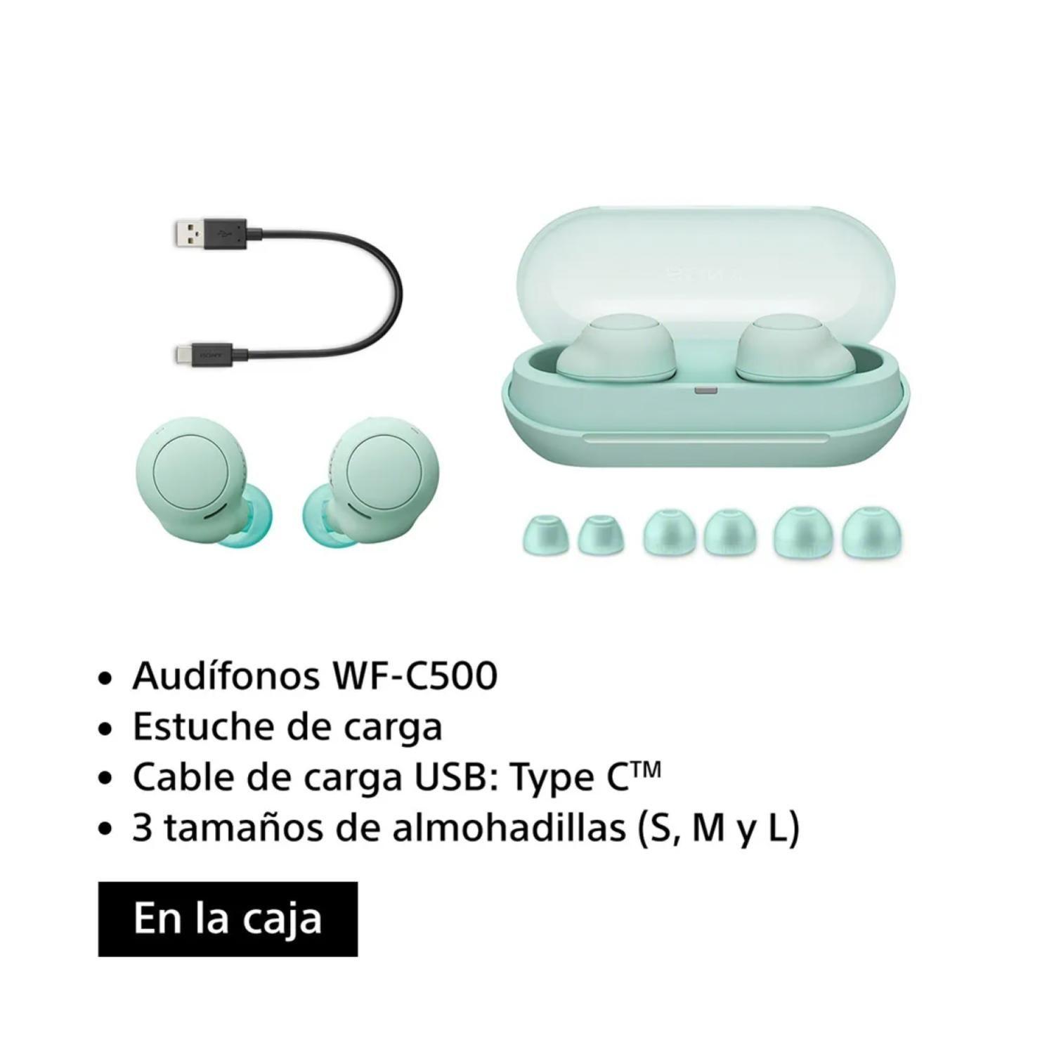 Audifonos Bluetooth TWS IPX4 10H InEar Verde Menta WF-C500-4