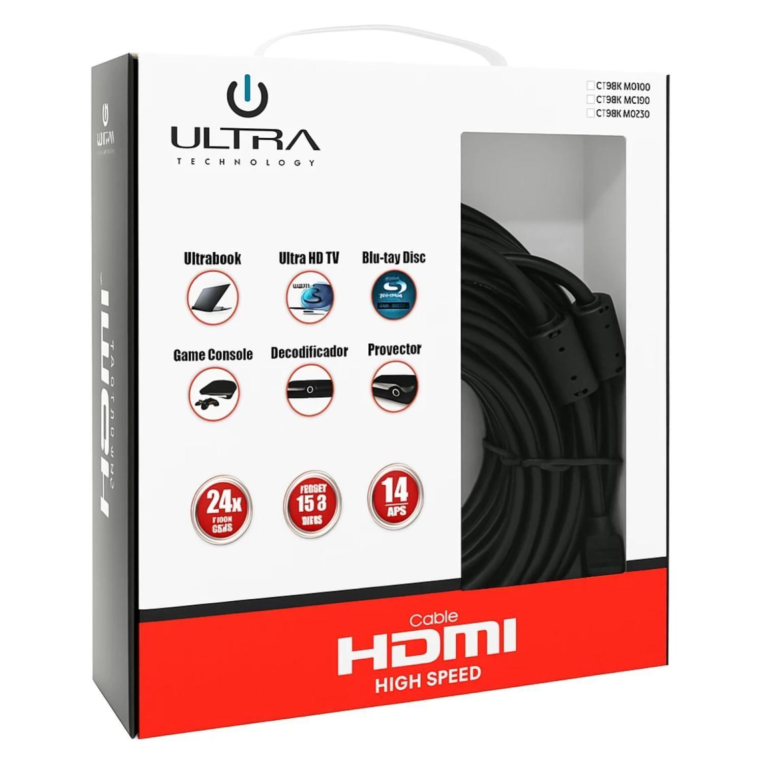 Cable HDMI Industrial 10mts 15.8Gbps V1.4 Negro-0