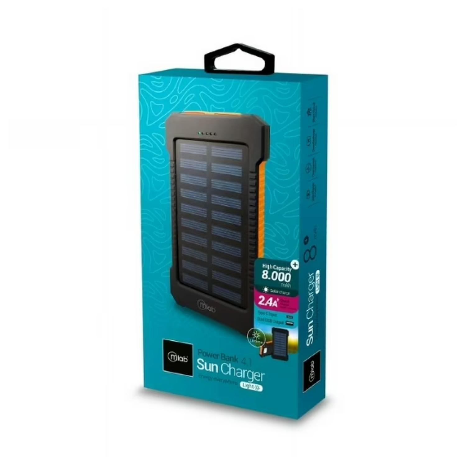 PowerBank Cargador Portatil 8000mAh Solar 2.4A Mlab-2