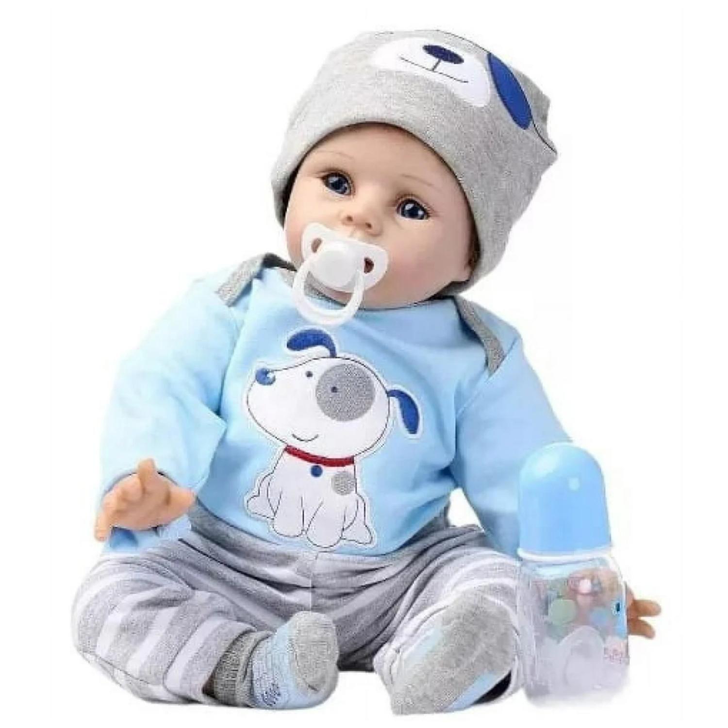 Juguete Muñeco Realista 55cm Pijama Celeste Infantil-0