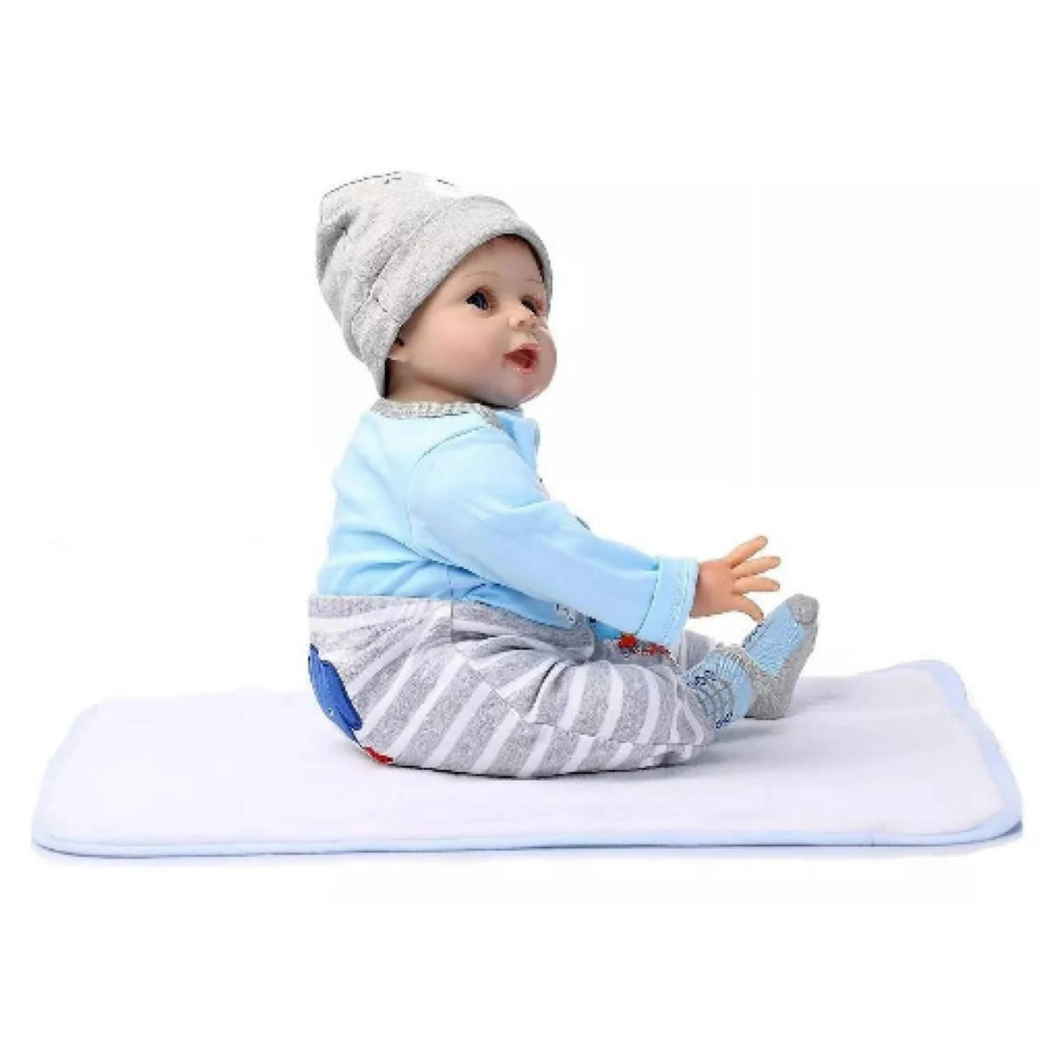 Juguete Muñeco Realista 55cm Pijama Celeste Infantil-1
