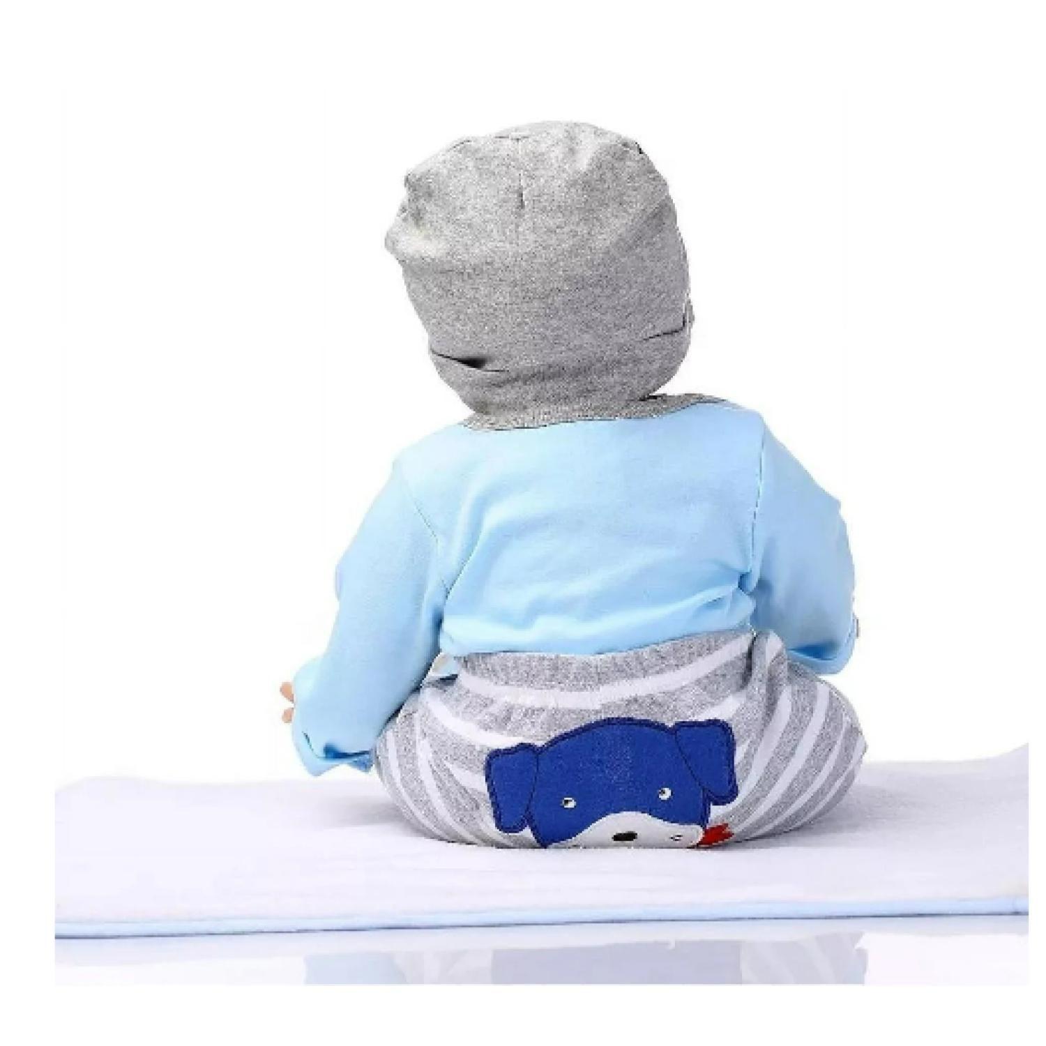 Juguete Muñeco Realista 55cm Pijama Celeste Infantil-2