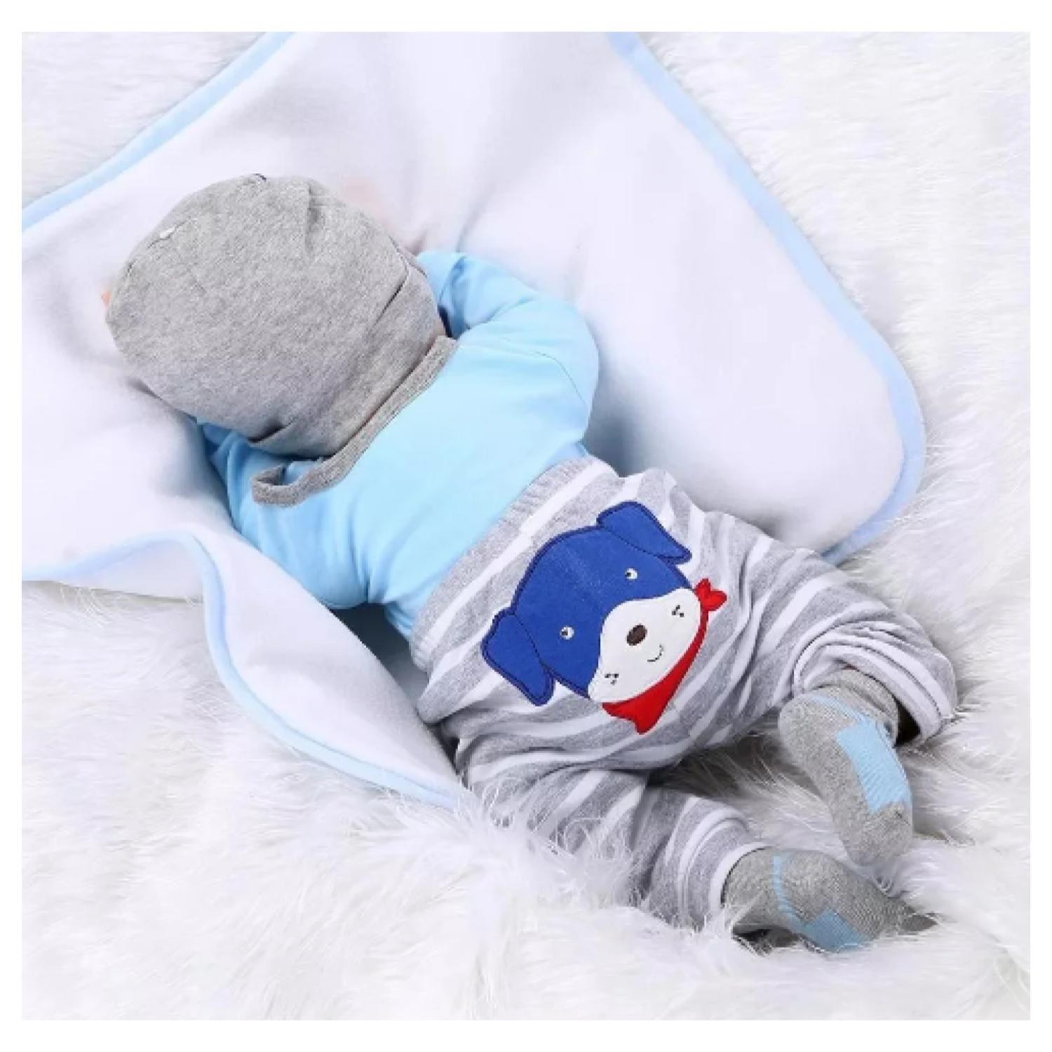 Juguete Muñeco Realista 55cm Pijama Celeste Infantil-3