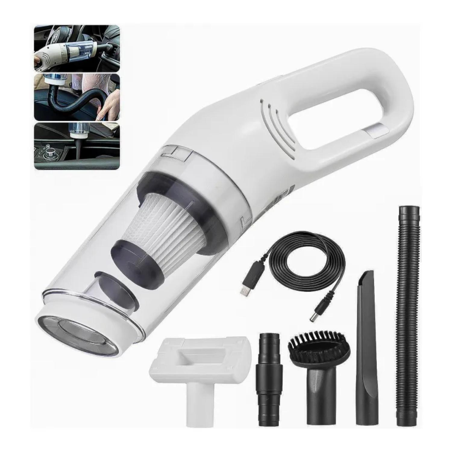 Aspiradora Portatil 2 En 1 Inalambrica Con Accesorios Blanco-3