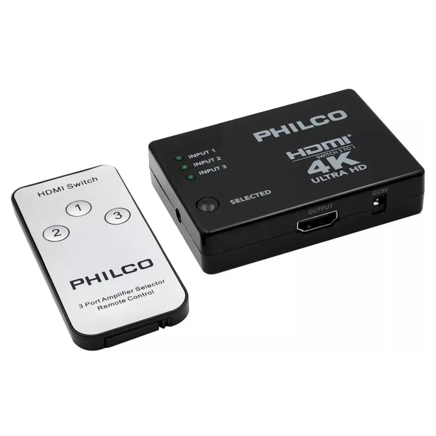 Adaptador Switch HDMI 3x1 4K UHD Negro Mp4109-2