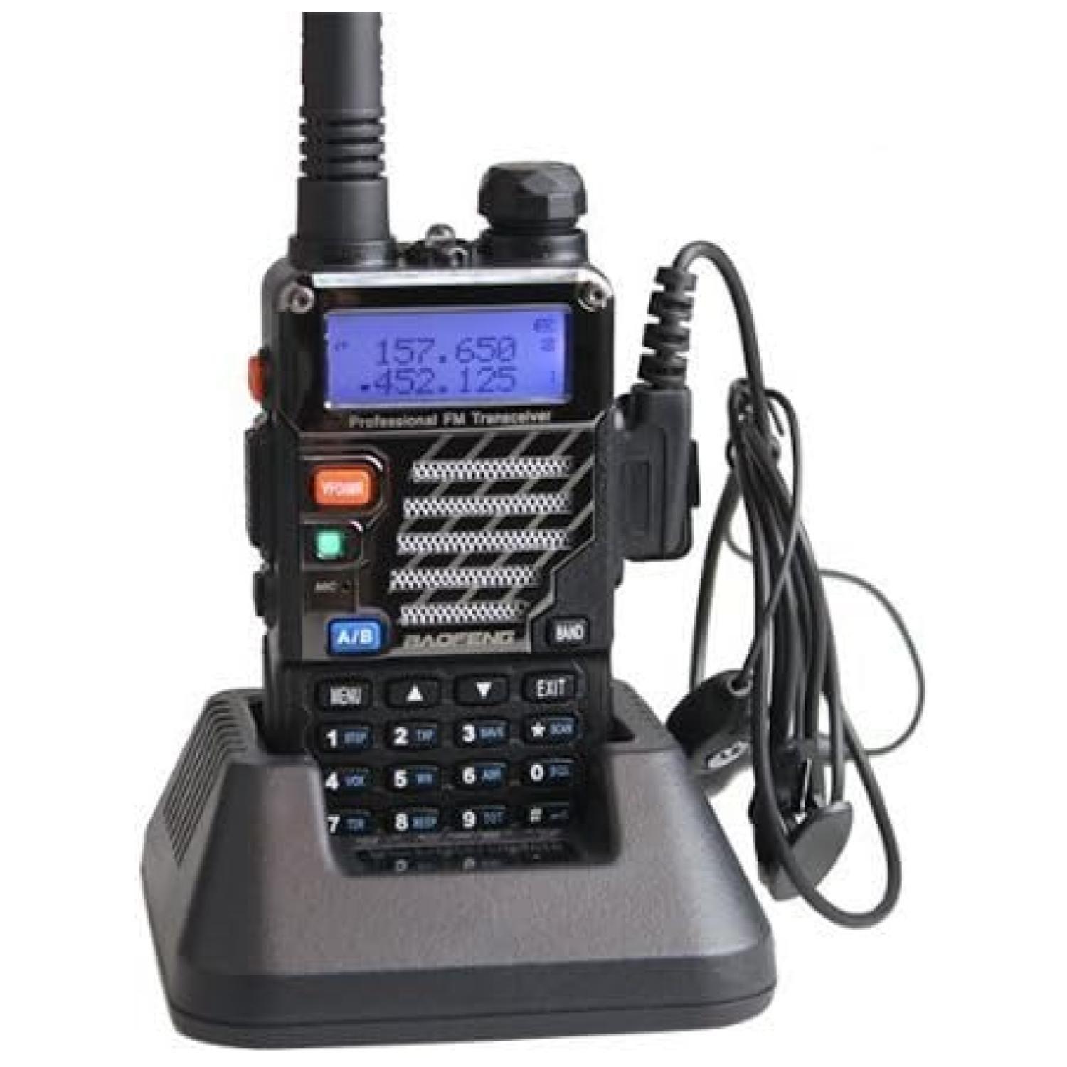 Radio Transmisor Walkie Talkie Negro UHF-UV 5RE-2