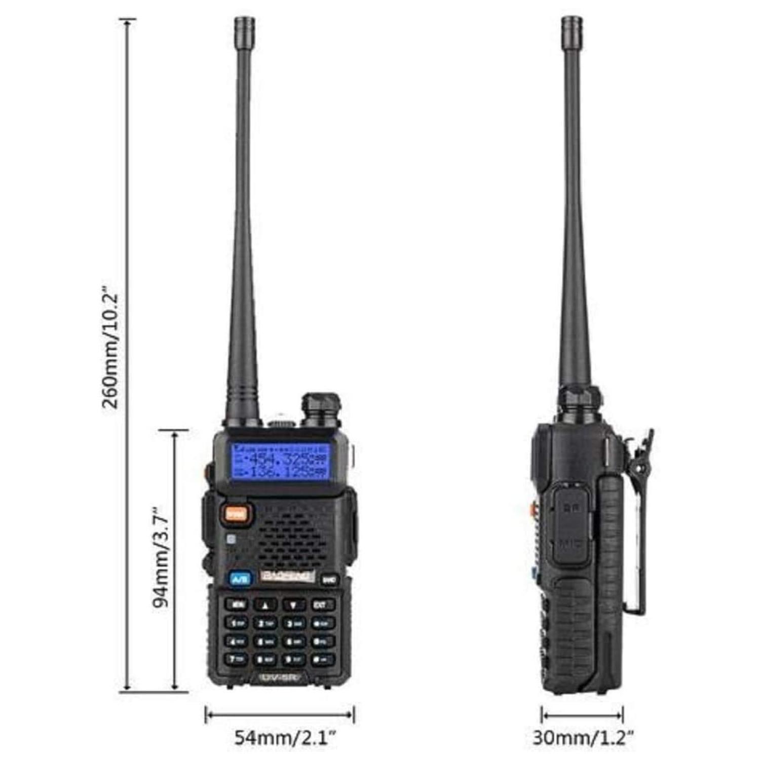Radio Transmisor Walkie Talkie Negro UHF-UV 5RE-4