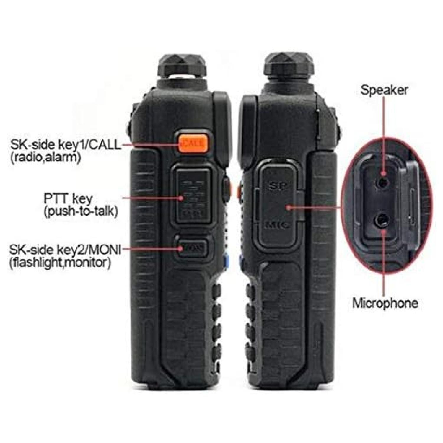 Radio Transmisor Walkie Talkie Negro UHF-UV 5RE-5