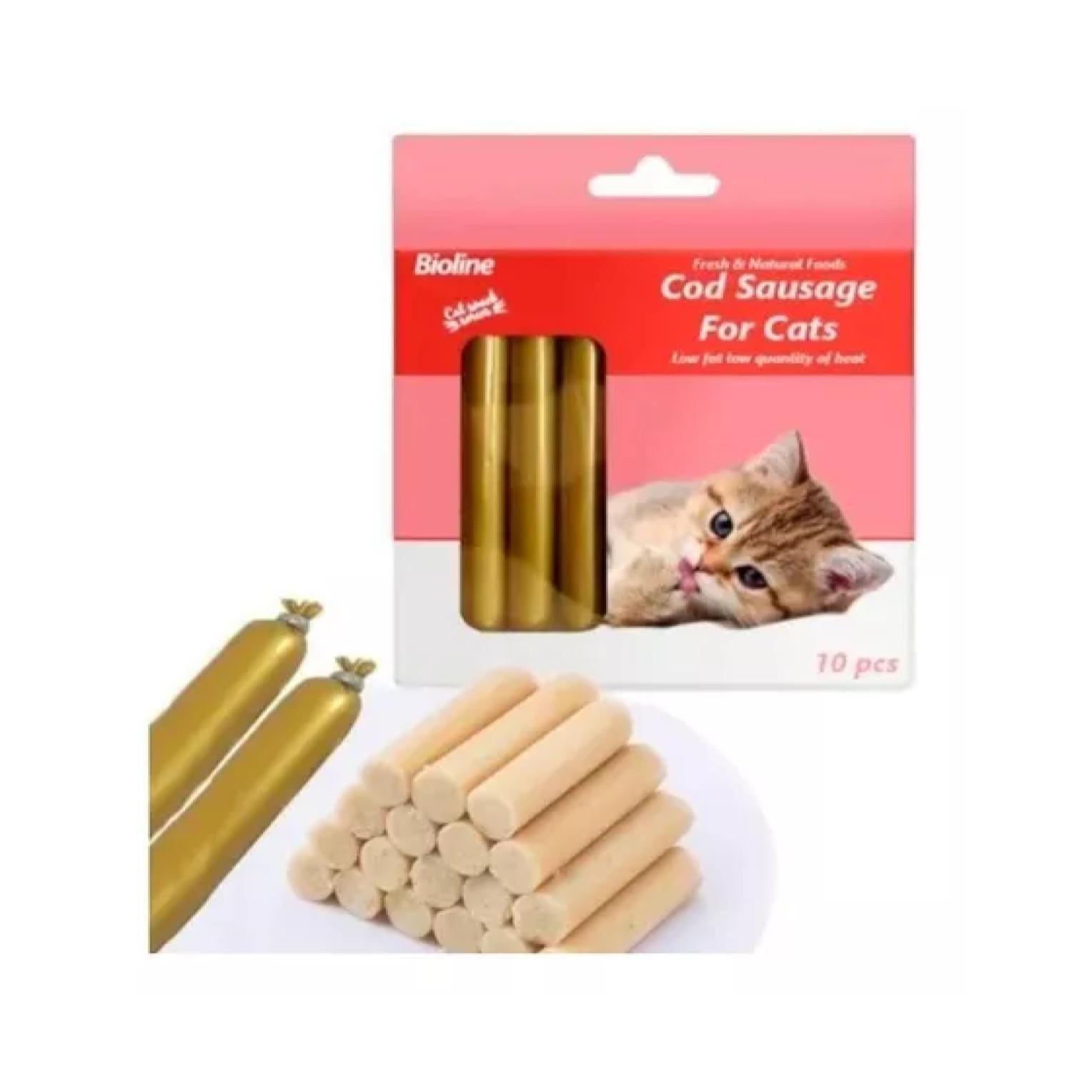 Pack 10 Snack Postre Premio De Bacalao Para Gatos Mascotas-3