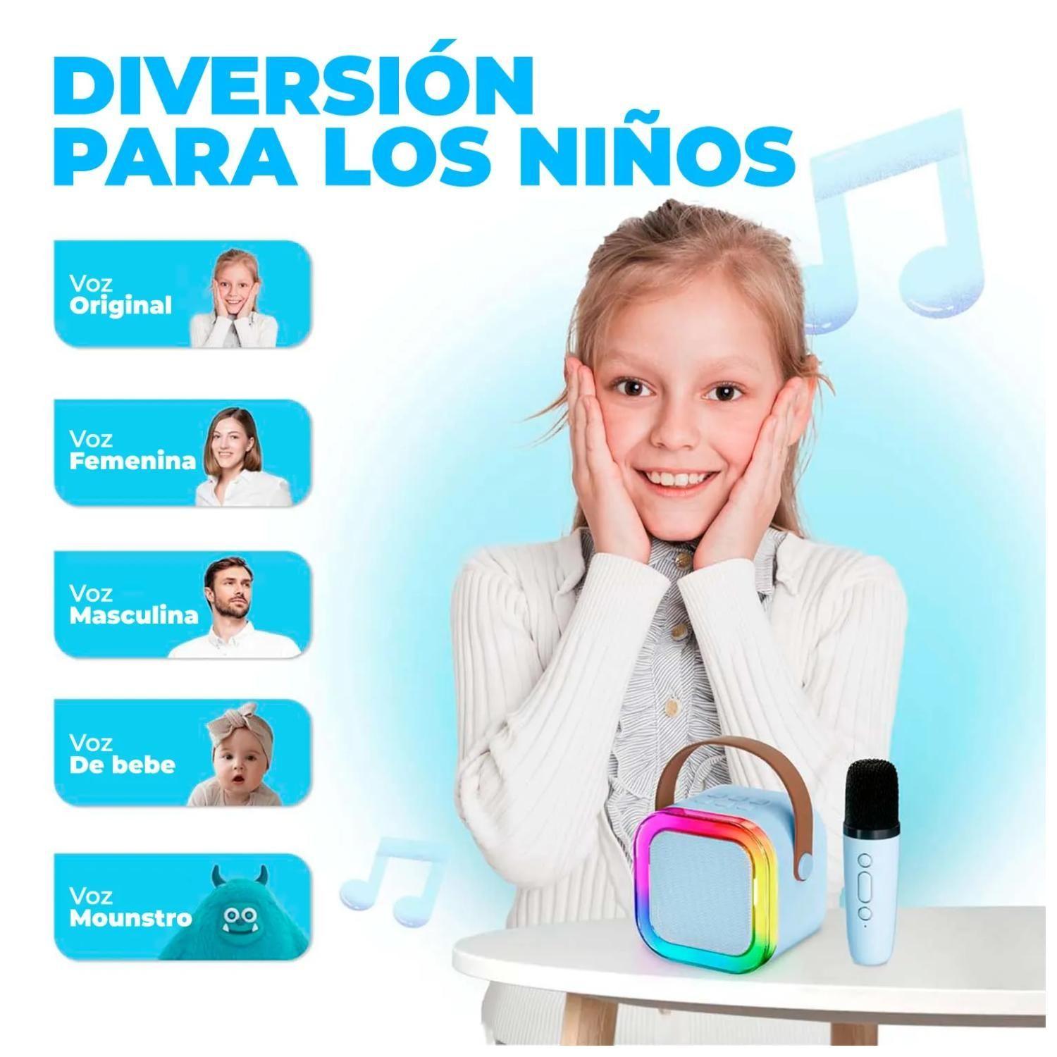 Juguete Parlante Karaoke Bluetooth Interactivo Azul Infantil-3