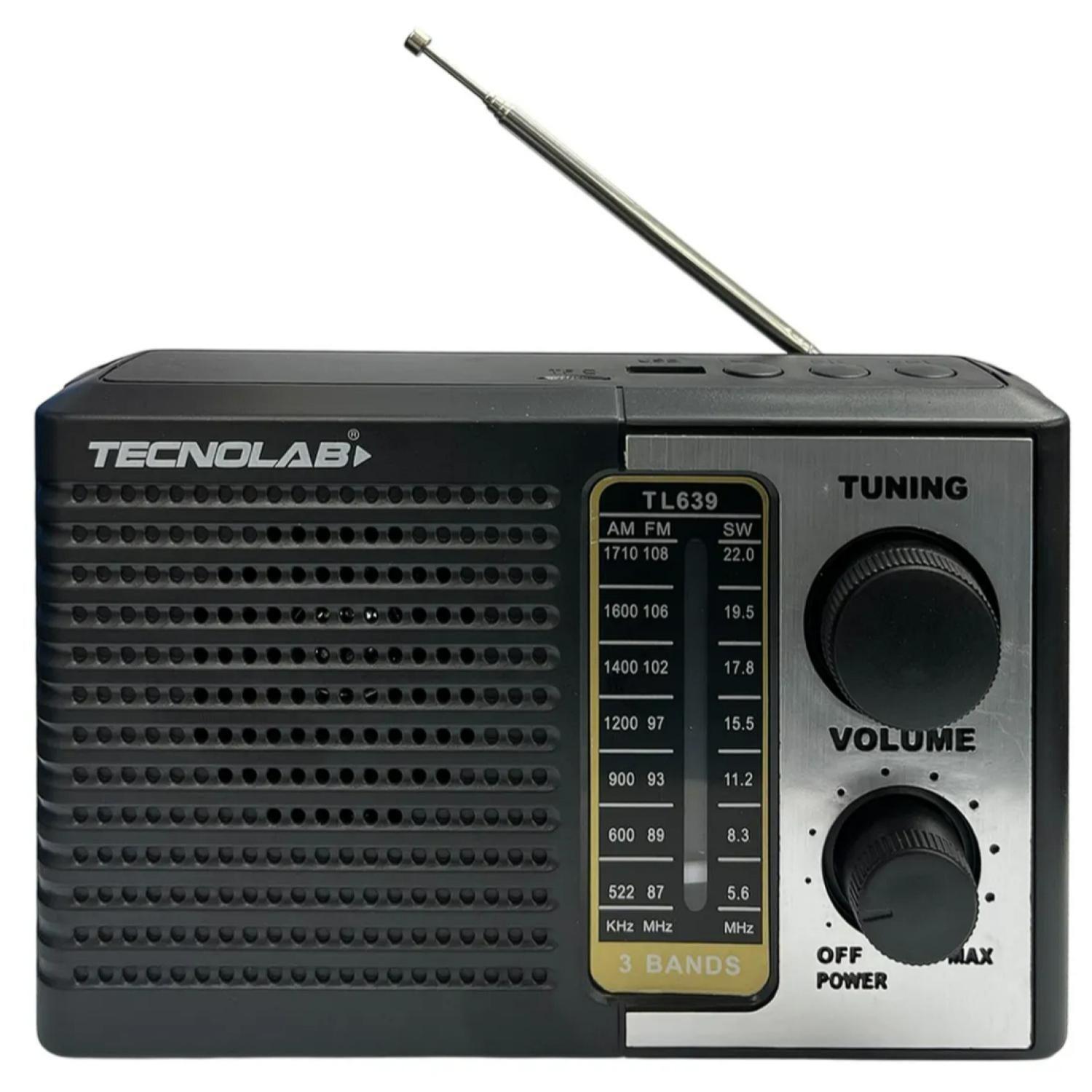 Radio Portatil Panel Solar LED USB AM FM SW Negro Tecnolab-1